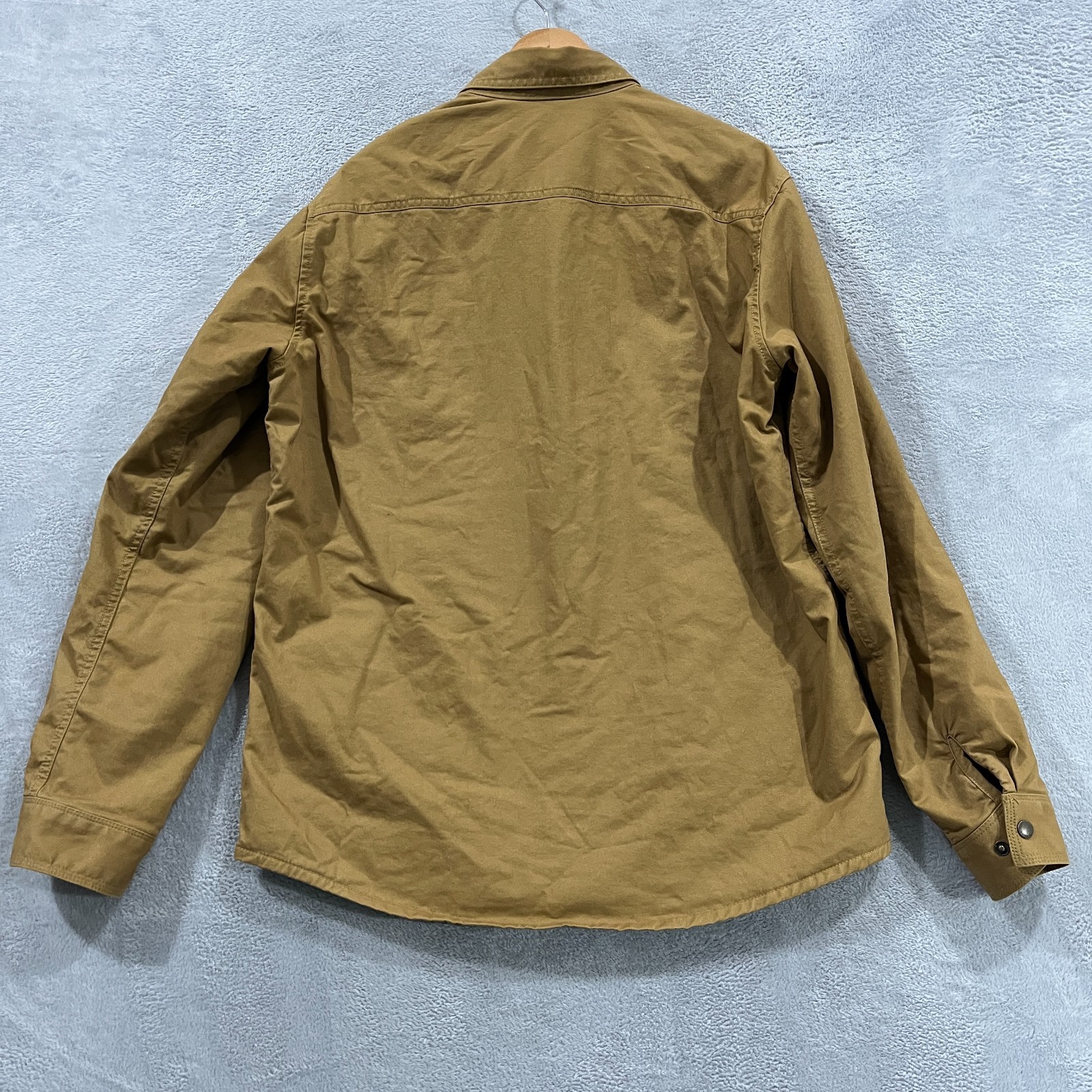 Eddie Bauer Jacket Mens Tall Large Tan Fleece Lined Shirt Shacket Snap Western