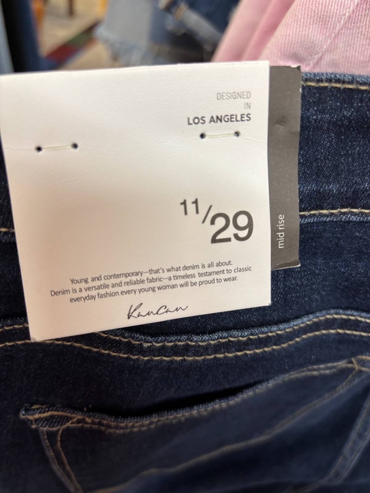 Kancan High Rise Wide Leg Jeans Medium Wash Utility Patch Pocket Size 11/29