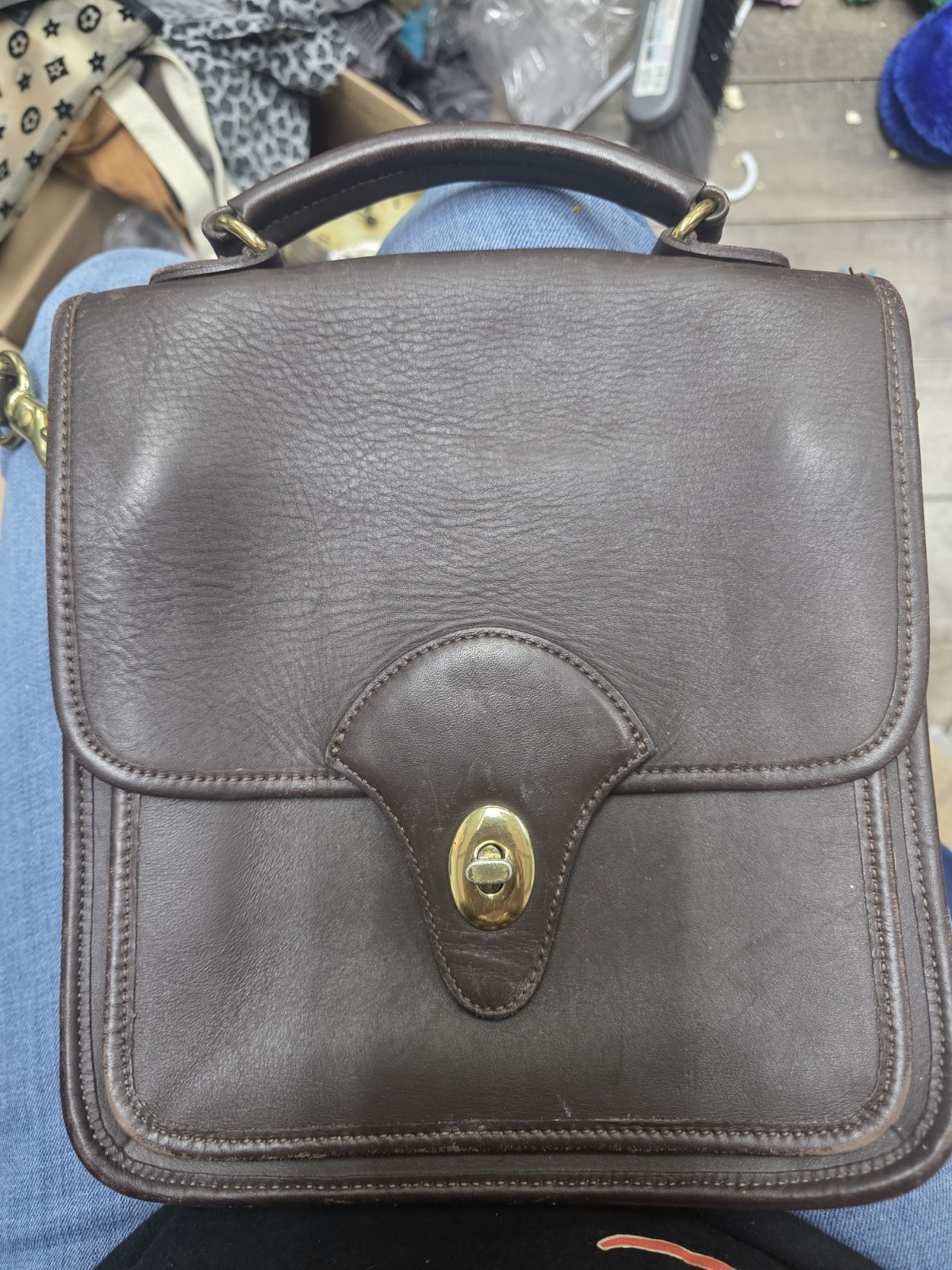 Kirkland Signature Brown Gold Hardware Turn Lock Buckle Accent Satchel Women Bag