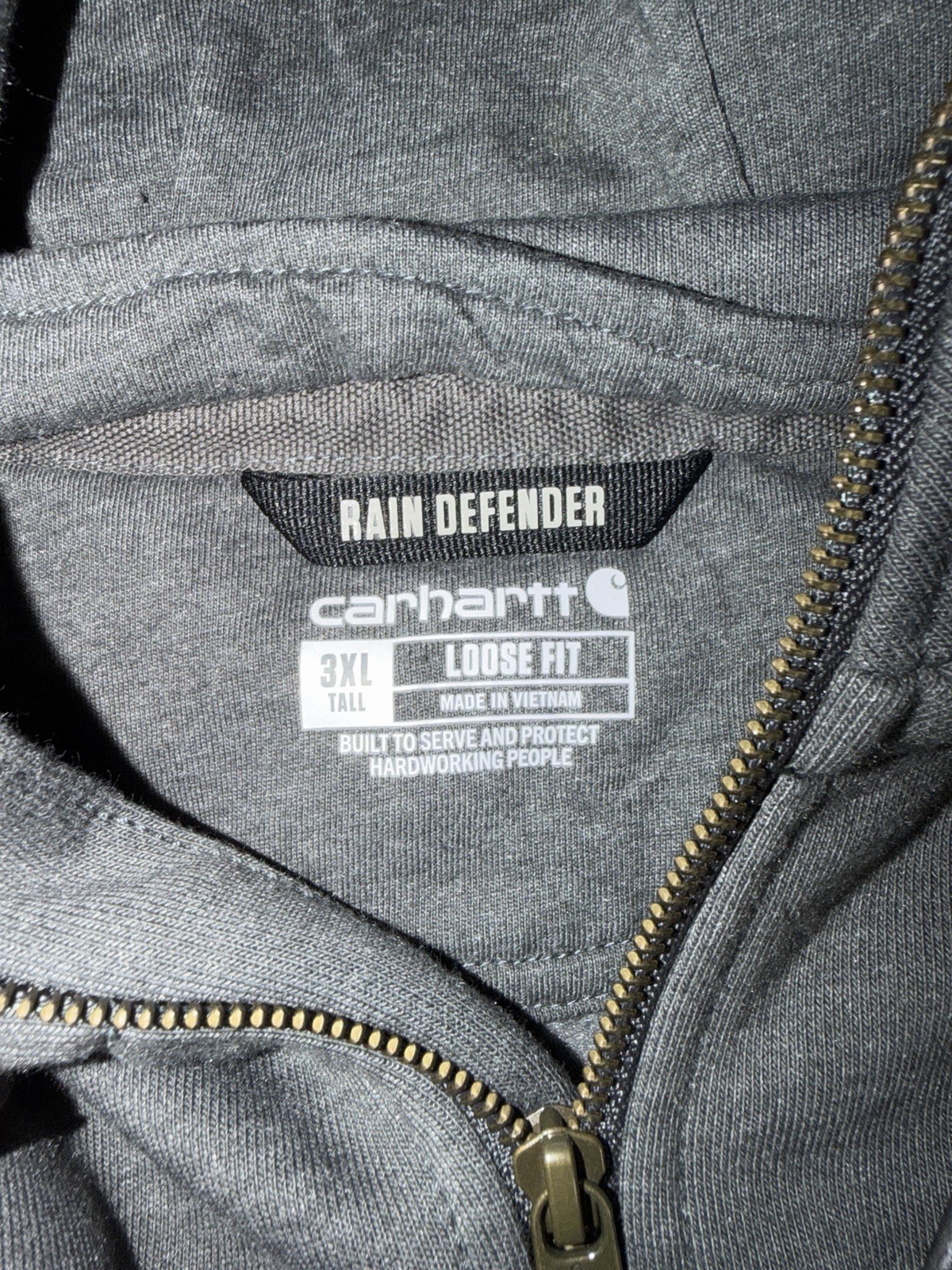 Carhartt Rain Defender Men’s Big & Tall 3XL Tall Full Zip Loose Hoodie Gray