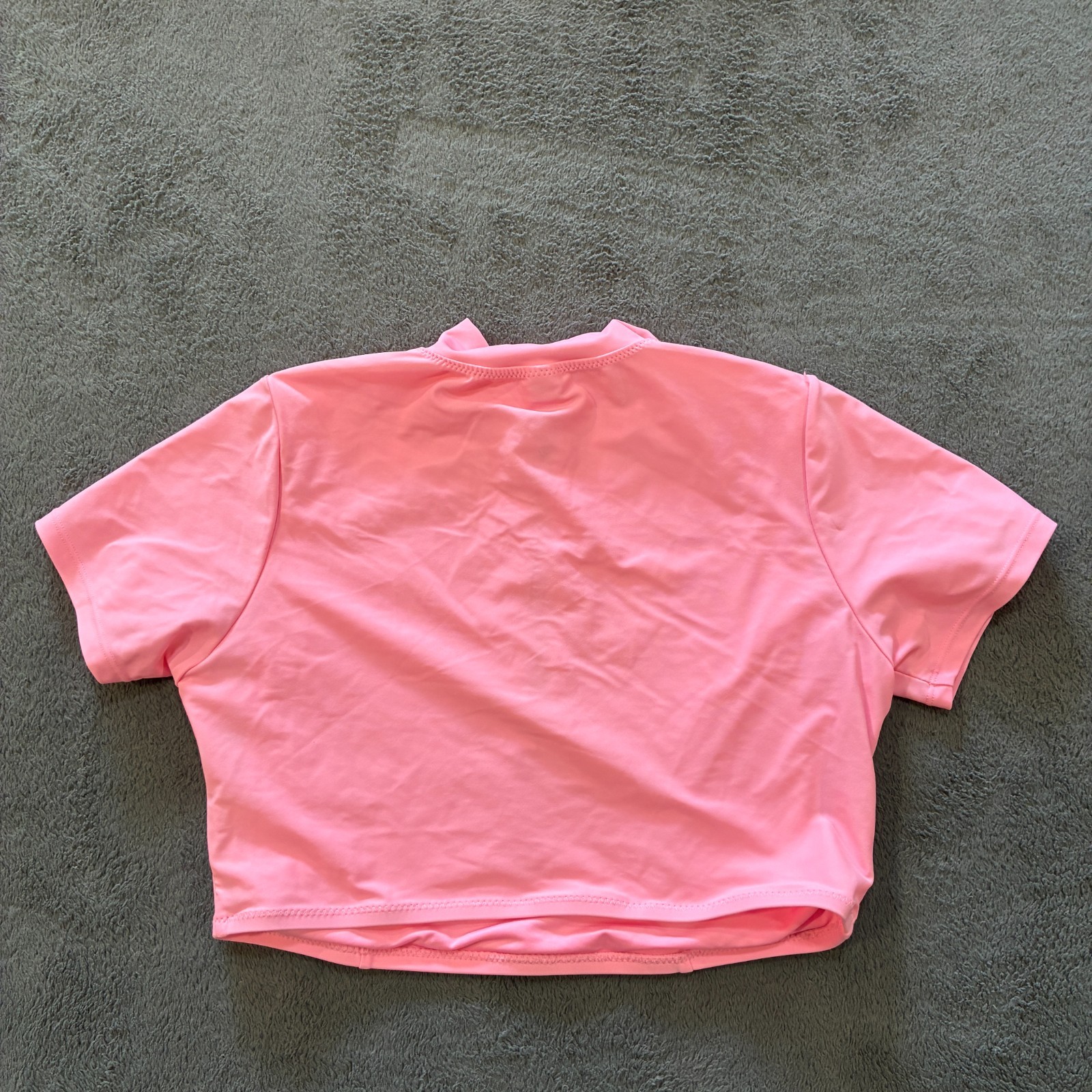 Fashion Nova Pink Cropped Quarter Zip Mock Neck Activewear Top Kids Size Medium