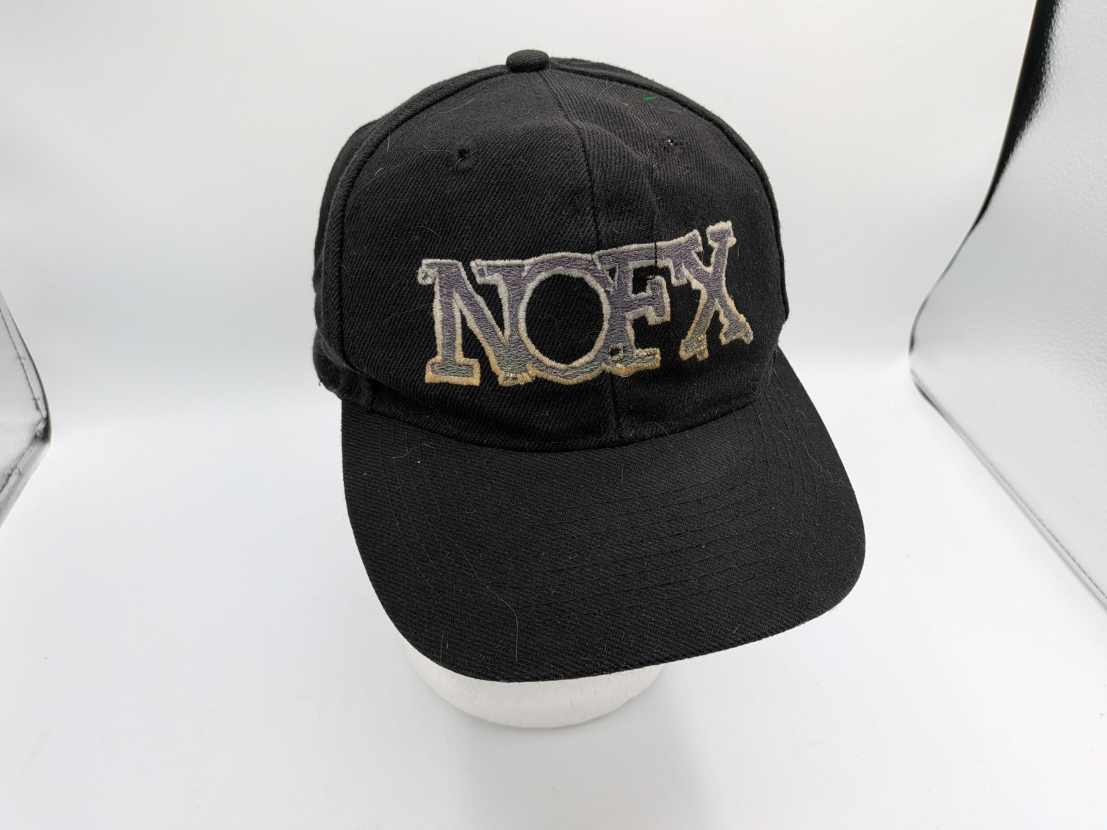 Vintage 90s NOFX Logo Black Snapback Baseball Hat Otto Cap RARE Punk Rock Band