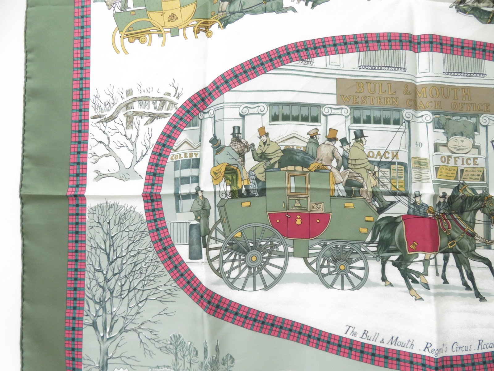 Authentic HERMES Silk Scarf Carre 90 “L’Hiver en Poste” F#53197