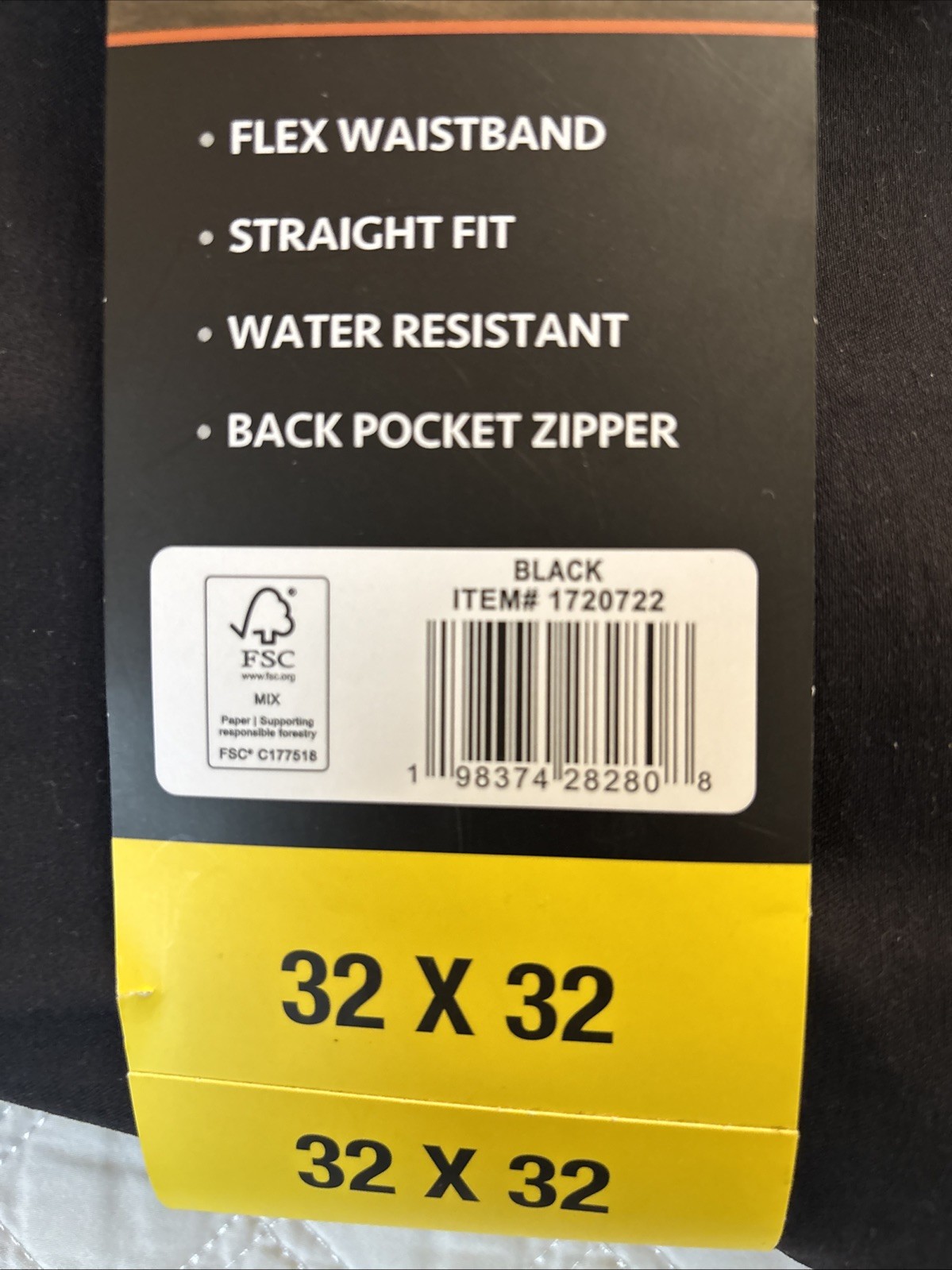 Weatherproof Vintage Tech Pant Straight Fit 1720722 Water Resistant Black 32 New