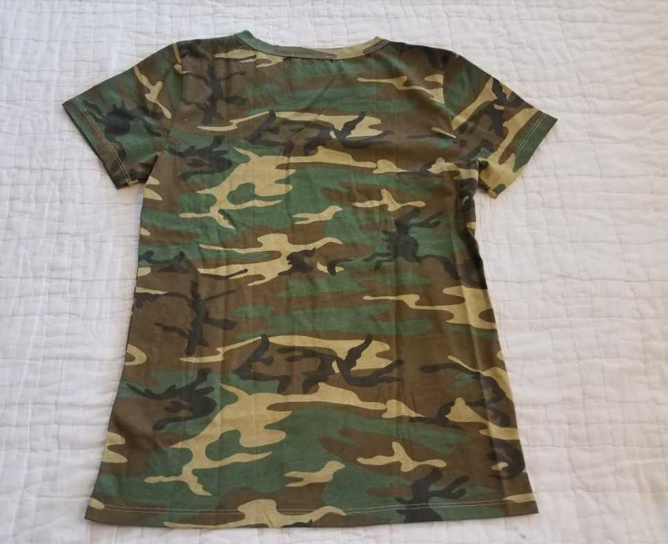 NEW WOMEN’S XXS XS S M L XL J CREW CAMO T-SHIRT IN SPICED CHARTREUSE / GOLD