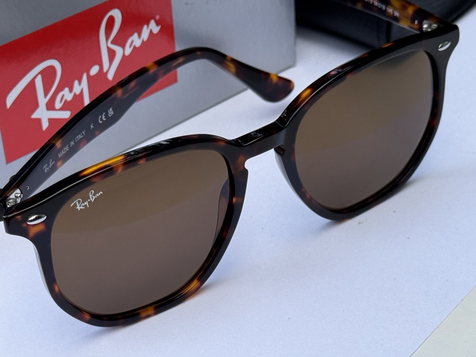 NEW Ray-Ban RB4306 710/73 Polished Light Havana/B-15 Brown Sunglasses 54mm