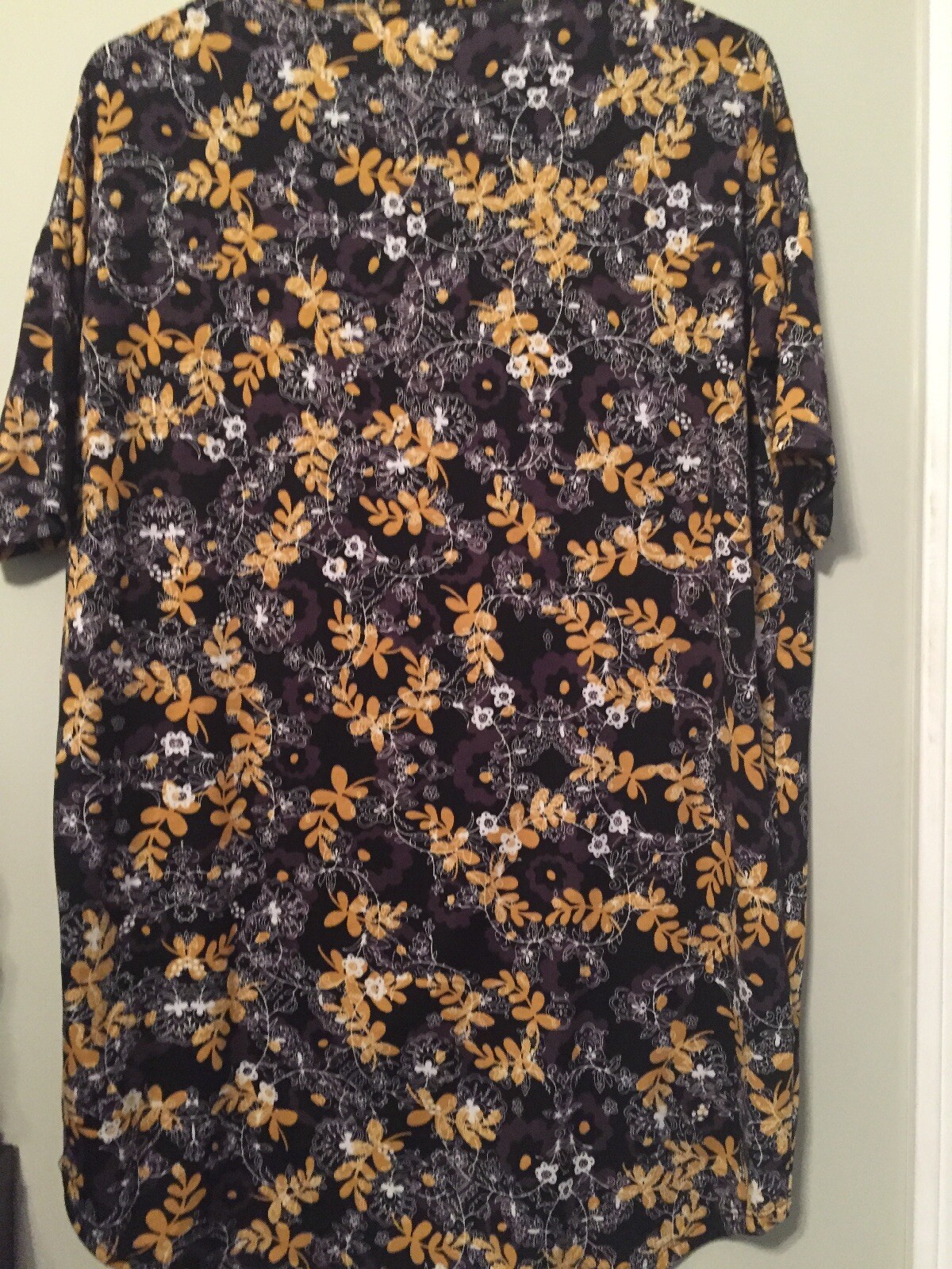 LulaRoe Black Brown Yellow White Floral Leaves Irma Size Xxs (NWOT)