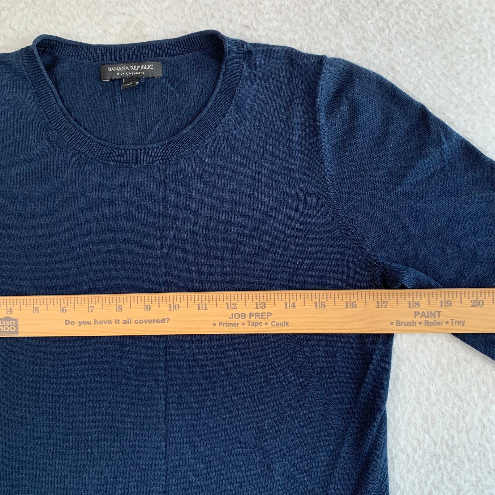Banana Republic Silk Cashmere Sweater Size S Short Sleeve Navy Blue Crew Neck
