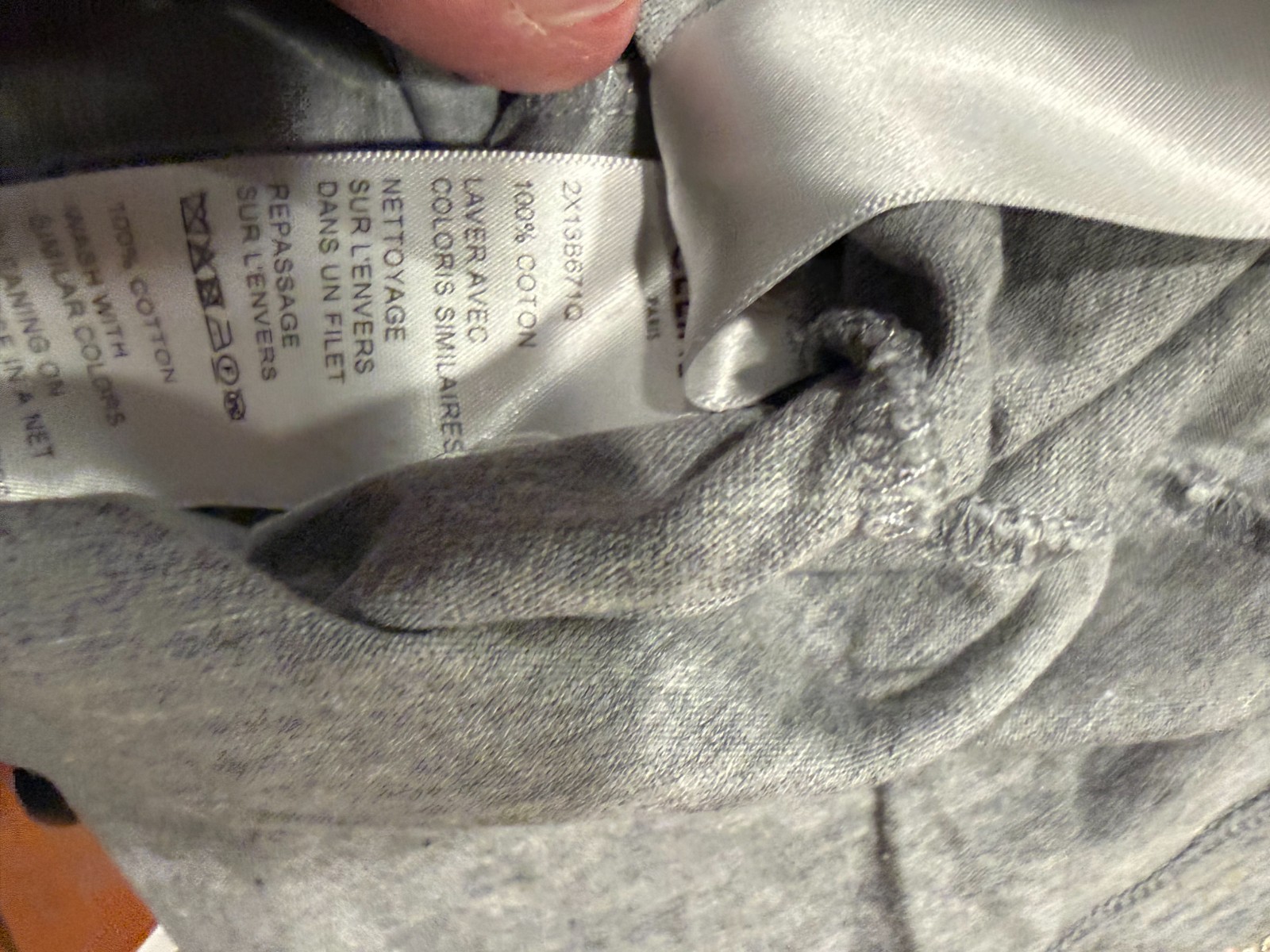 CELINE 16 PARIS 100% COTTON SUPER SOFT LADIES SMALL GRAY WHITE TRIM