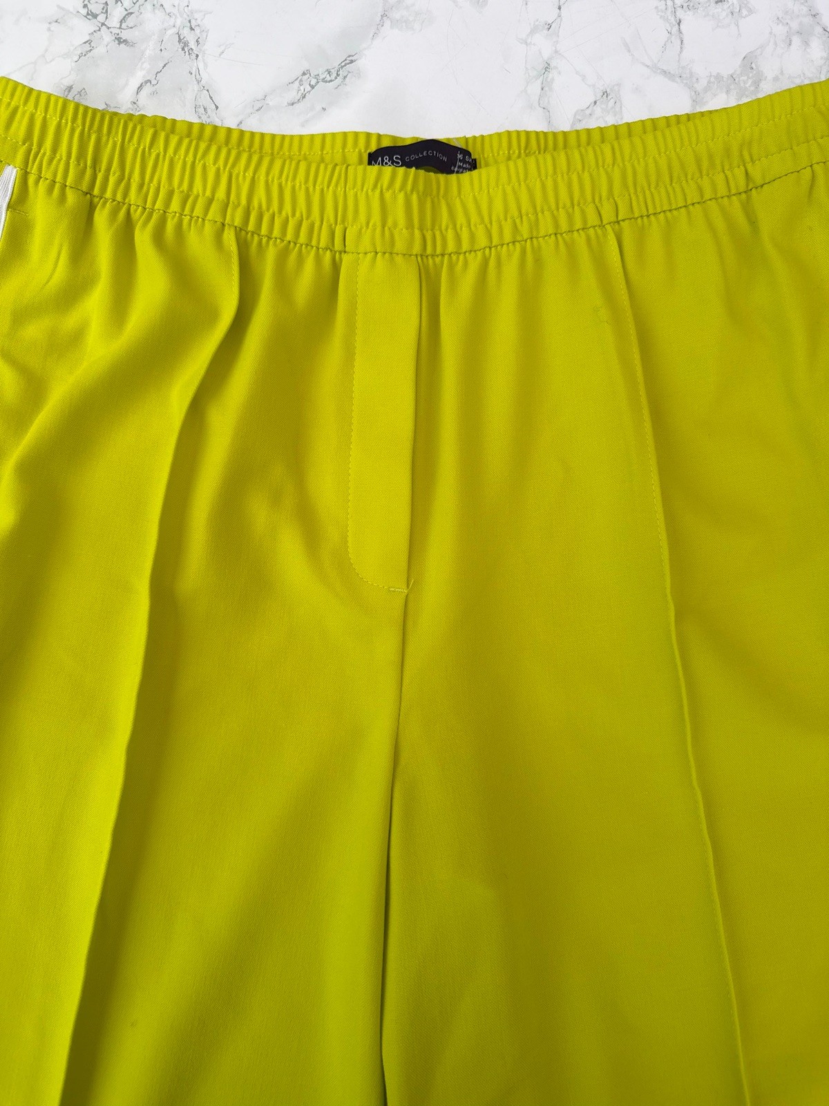 Marks & Spencer Trousers Size 16 Short Yellow Green Wide Leg