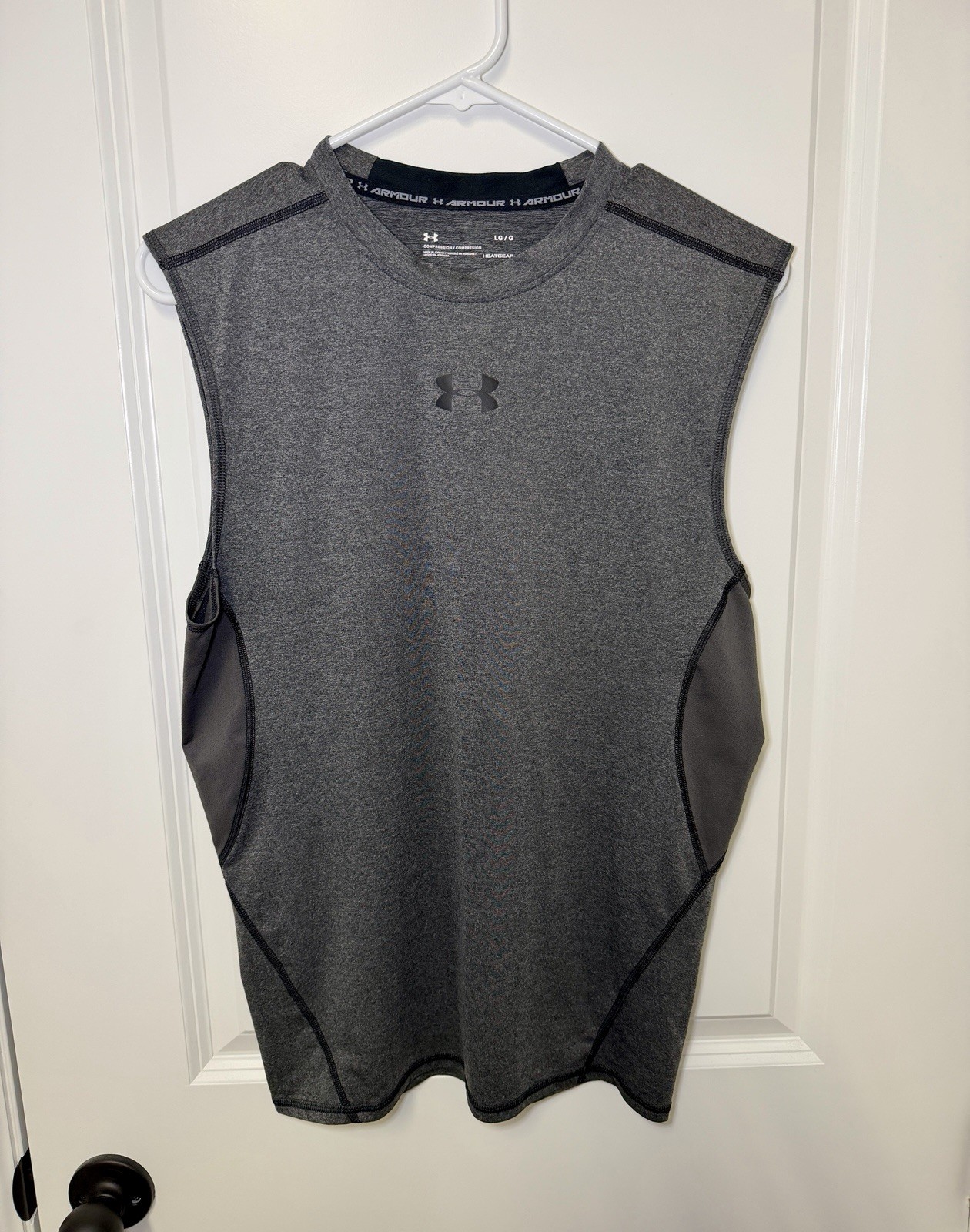 Under Armour Sleeveless Heatgear Compression Shirt Lot 3x Black Gray Blue Large
