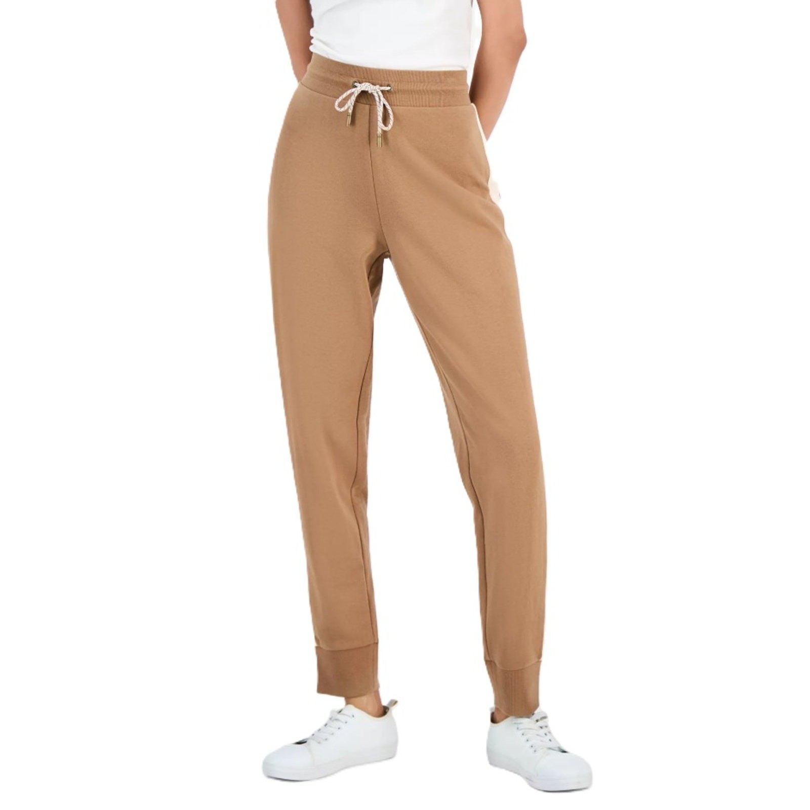 Nautica Women Barley Combo Cotton Side-Striped Athletics Jogger Pants Size S