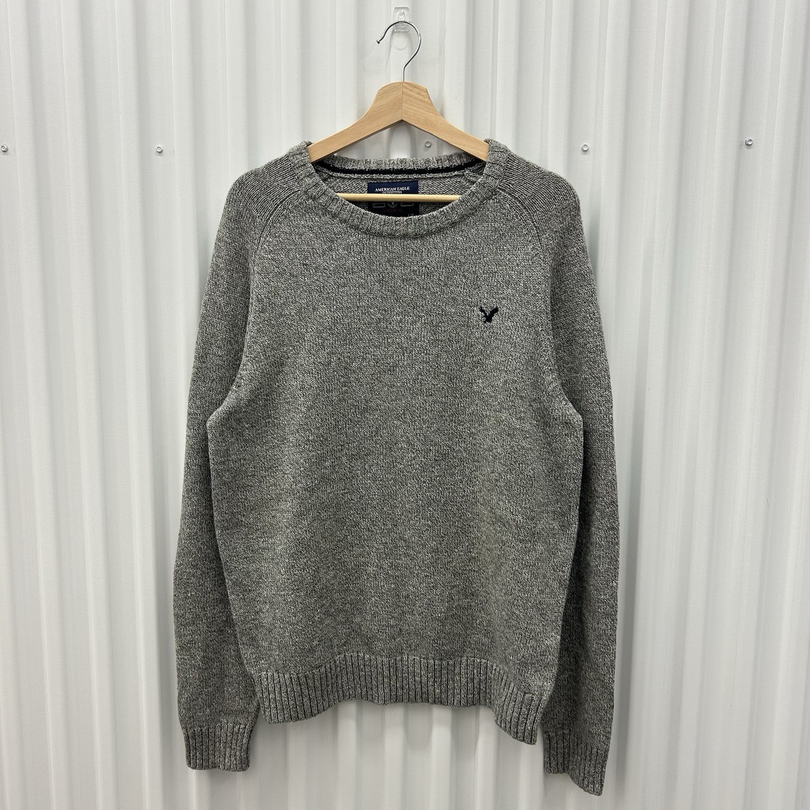 F/W 2013 American Eagle Casual Knit Grey Sweater with Elbow Patches Size L