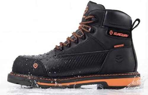 SUREWAY Men’s 6″ Waterproof Soft/Composite Toe Work Boots – Crazy Horse Leath…