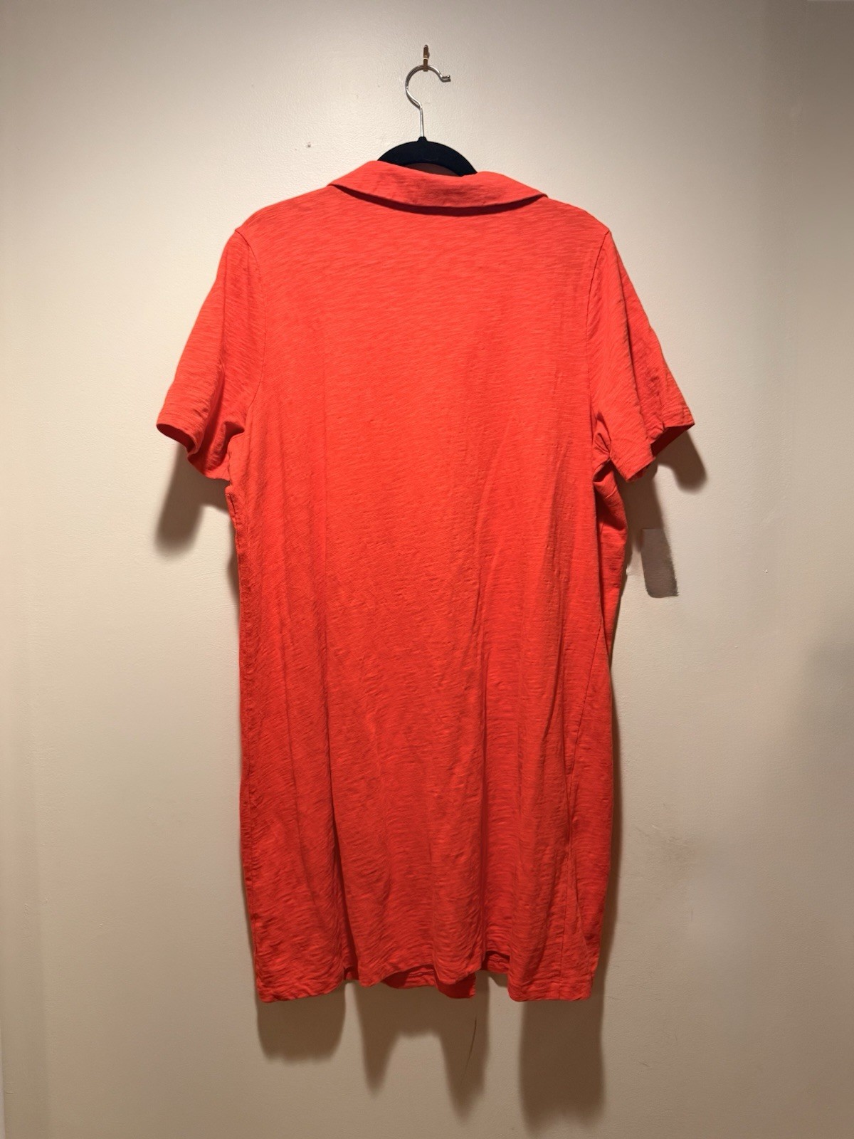 Boden Red 100% Cotton Slub V-Neck Collared Polo Shift Dress Sz 16