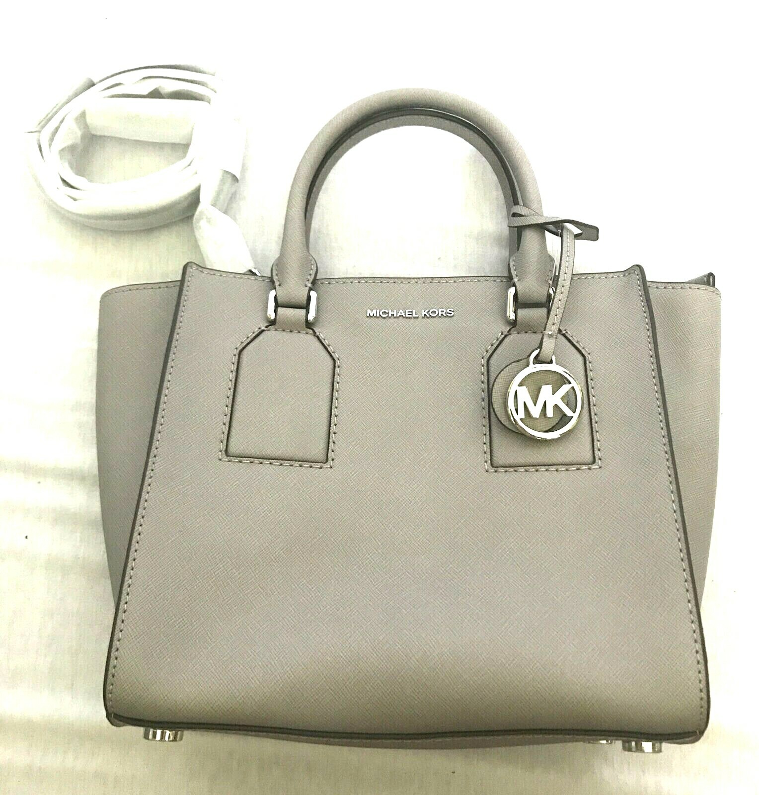 New Michael Kors Pearl Gray Top-Zip Women’s Crossbody/Handbag W9-11″/H 8.9″/D 4″