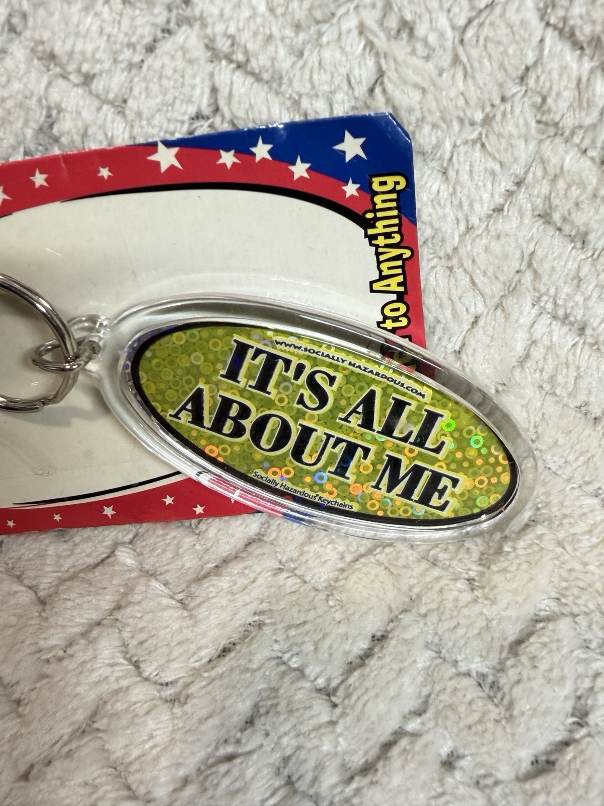 Vintage Y2K Socially Hazardous Keychain It’s All About Me Deadstock Holographic
