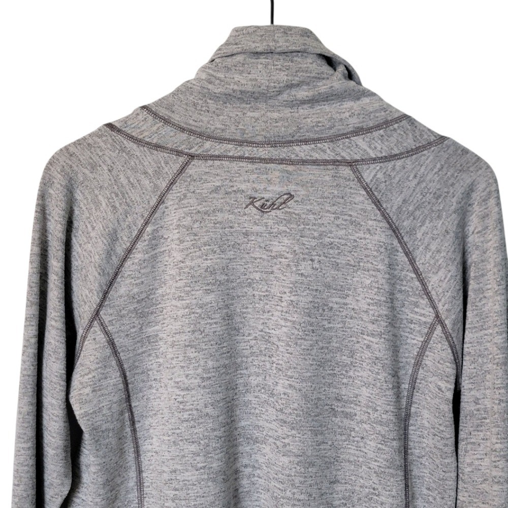 KUHL Leah Pullover Sweatshirt Grey Knit Cowl Neck Thumb Holes Size L