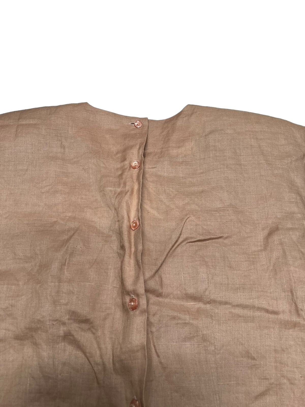 Vtg NOS Anne French Artsy Art to Wear Embellished 100% Ramie Blouse SZ 10 Khaki