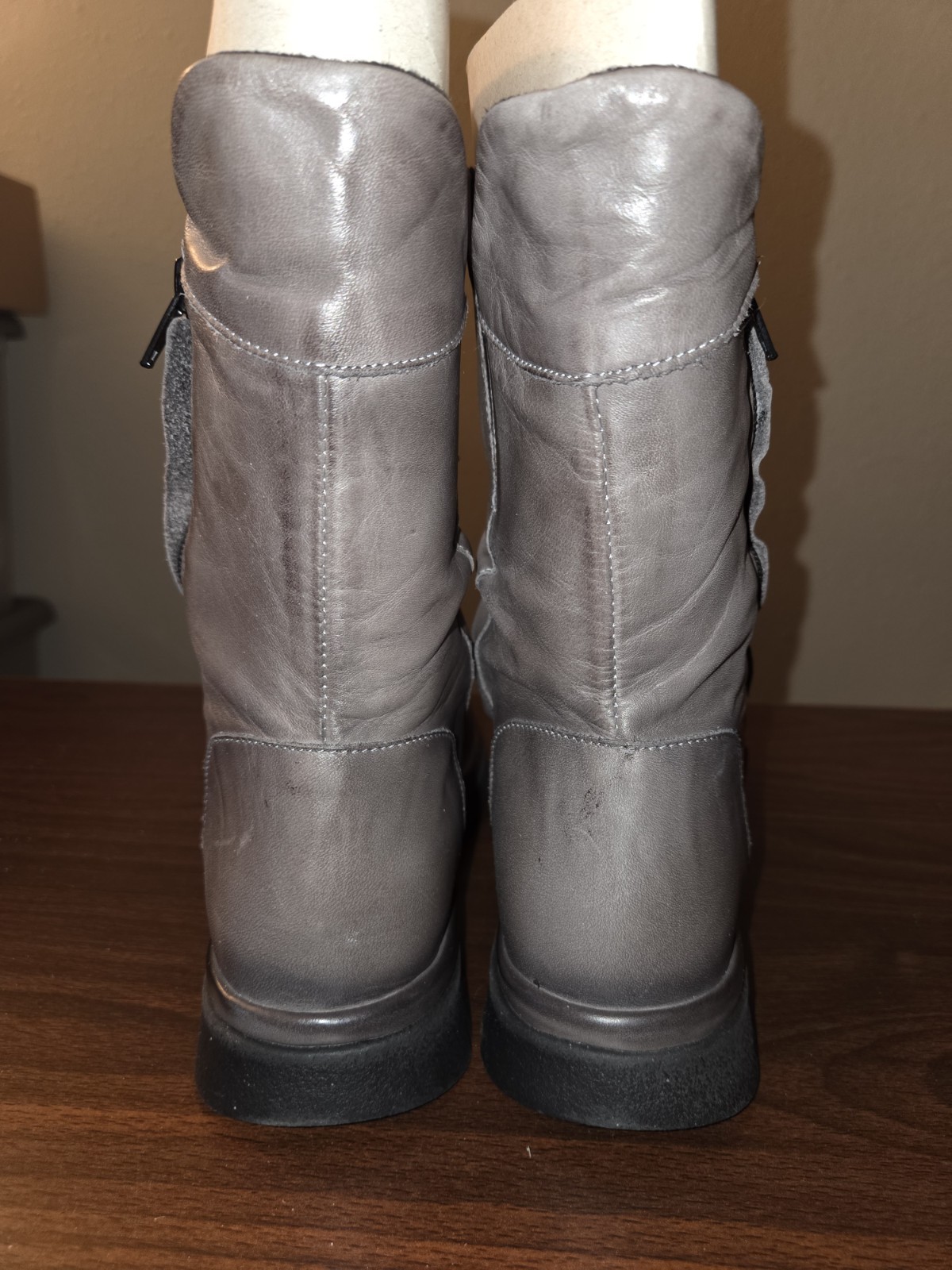 Miz Mooz Delena Ruched Leather Mid-Shaft Boots Women’s EU 40 US 9-9.5