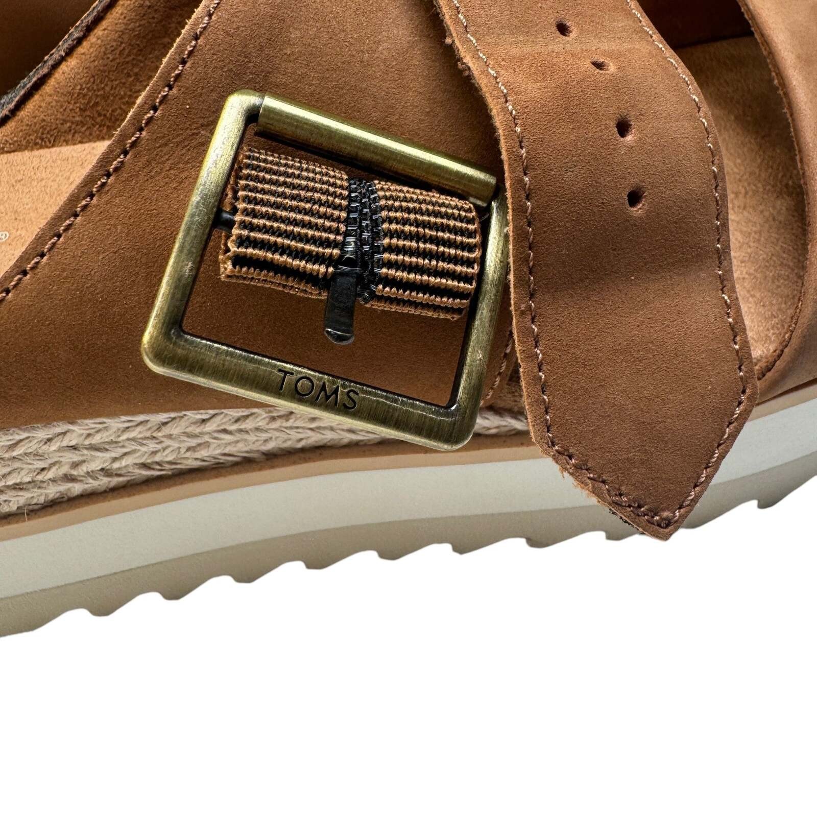 TOMS Diana Mule Buckle Platform Sandals Brown Sugar – Size 8.5 with Box