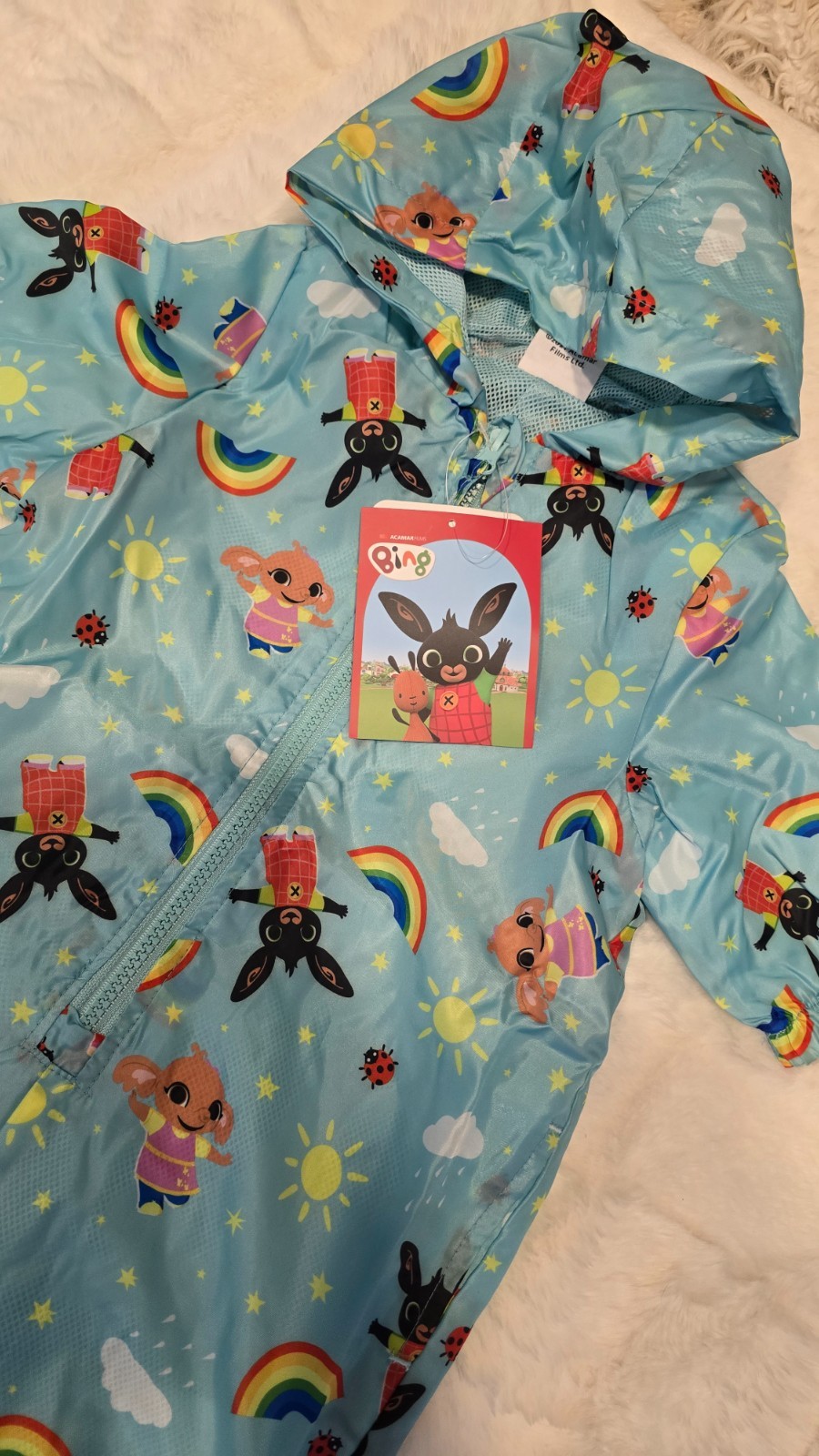 Bing bunny rainbow AOP rain all in Puddle Suit 6-9-12-18 Months 1-2-3-4 years