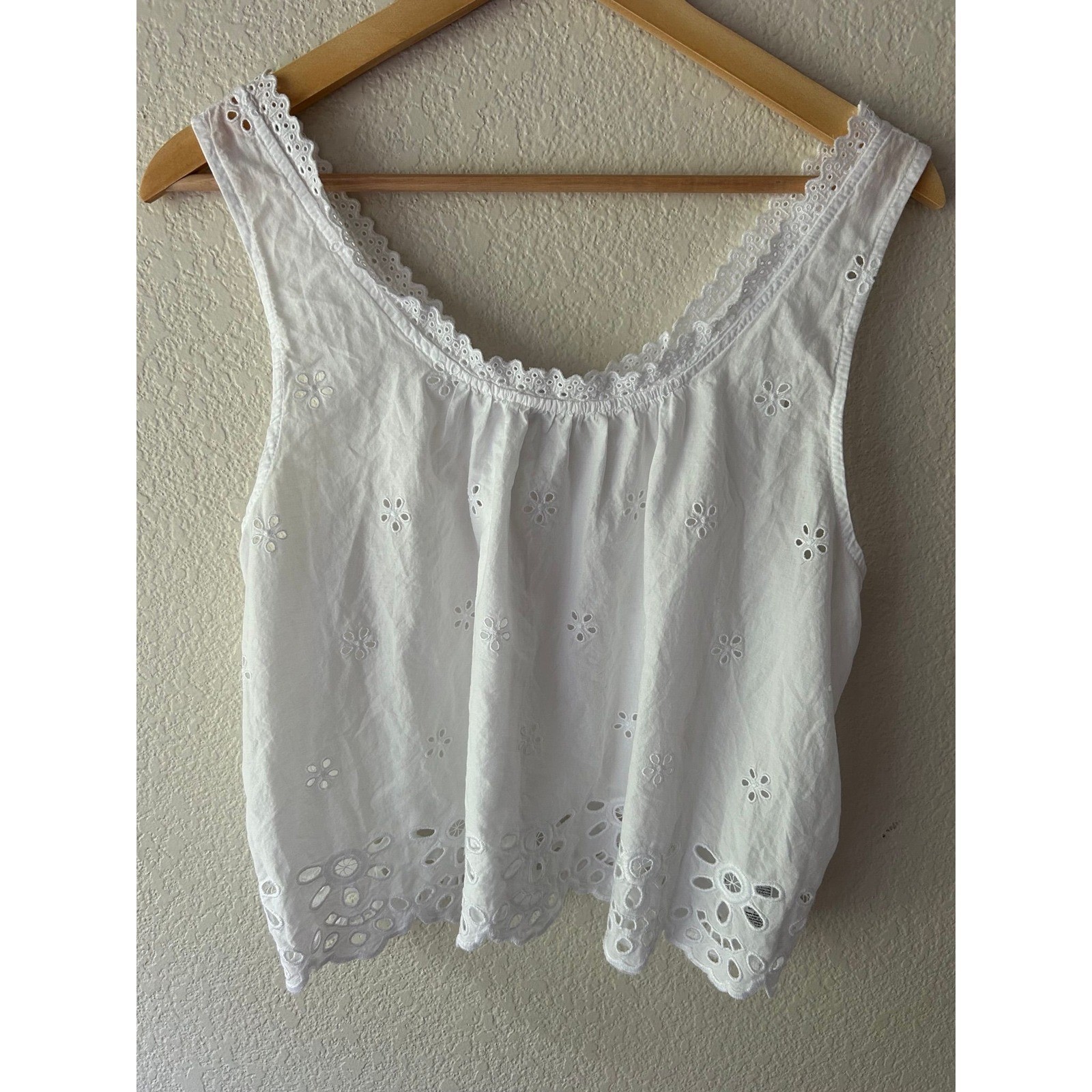 Shell Point Eyelet Cotton Tank | White Cottagecore Coastal Honeymoon Top