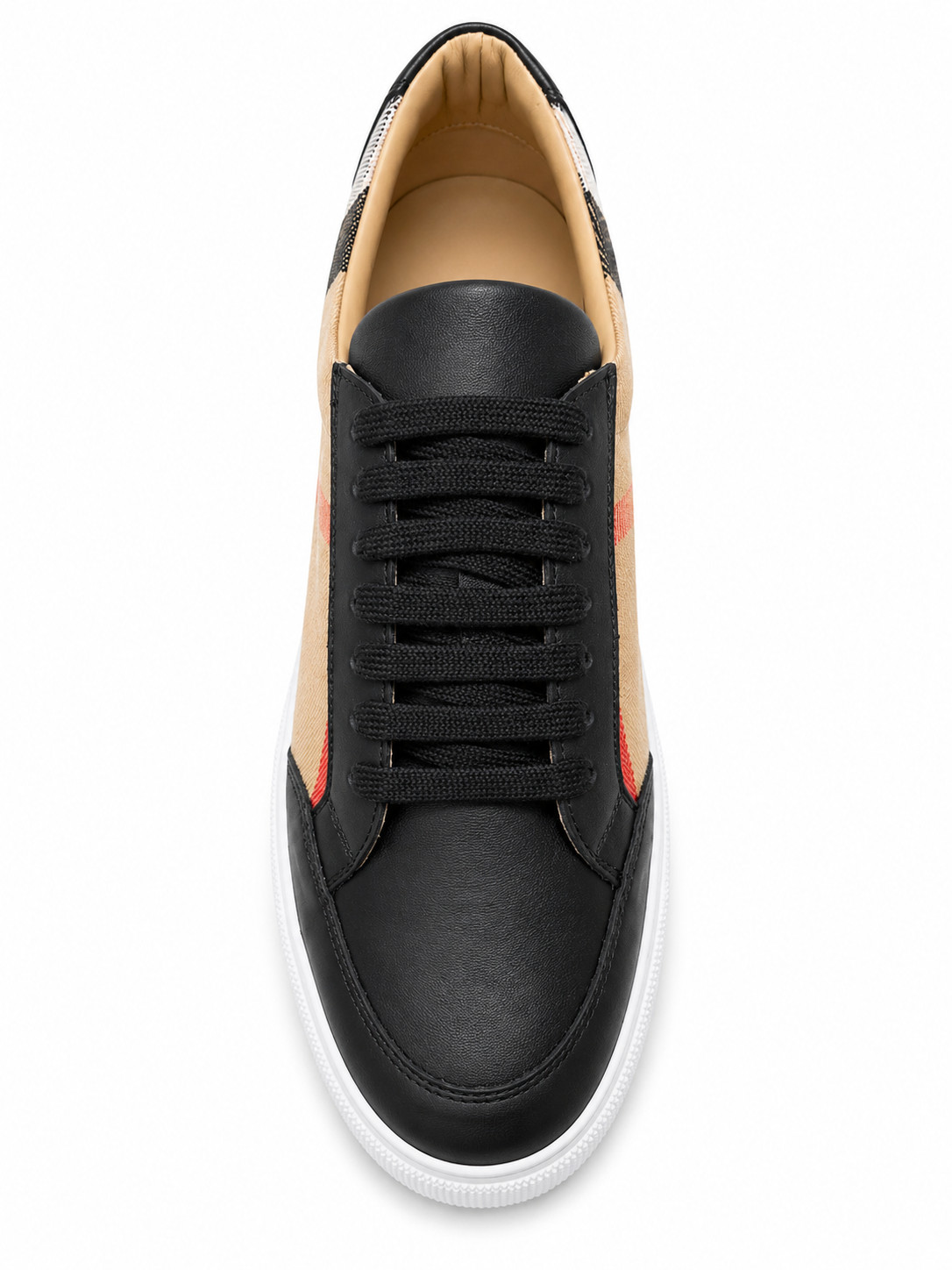 BURBERRY SALE CHECK PANEL SNEAKERS $790 LEATHER WHITE US8/EU38