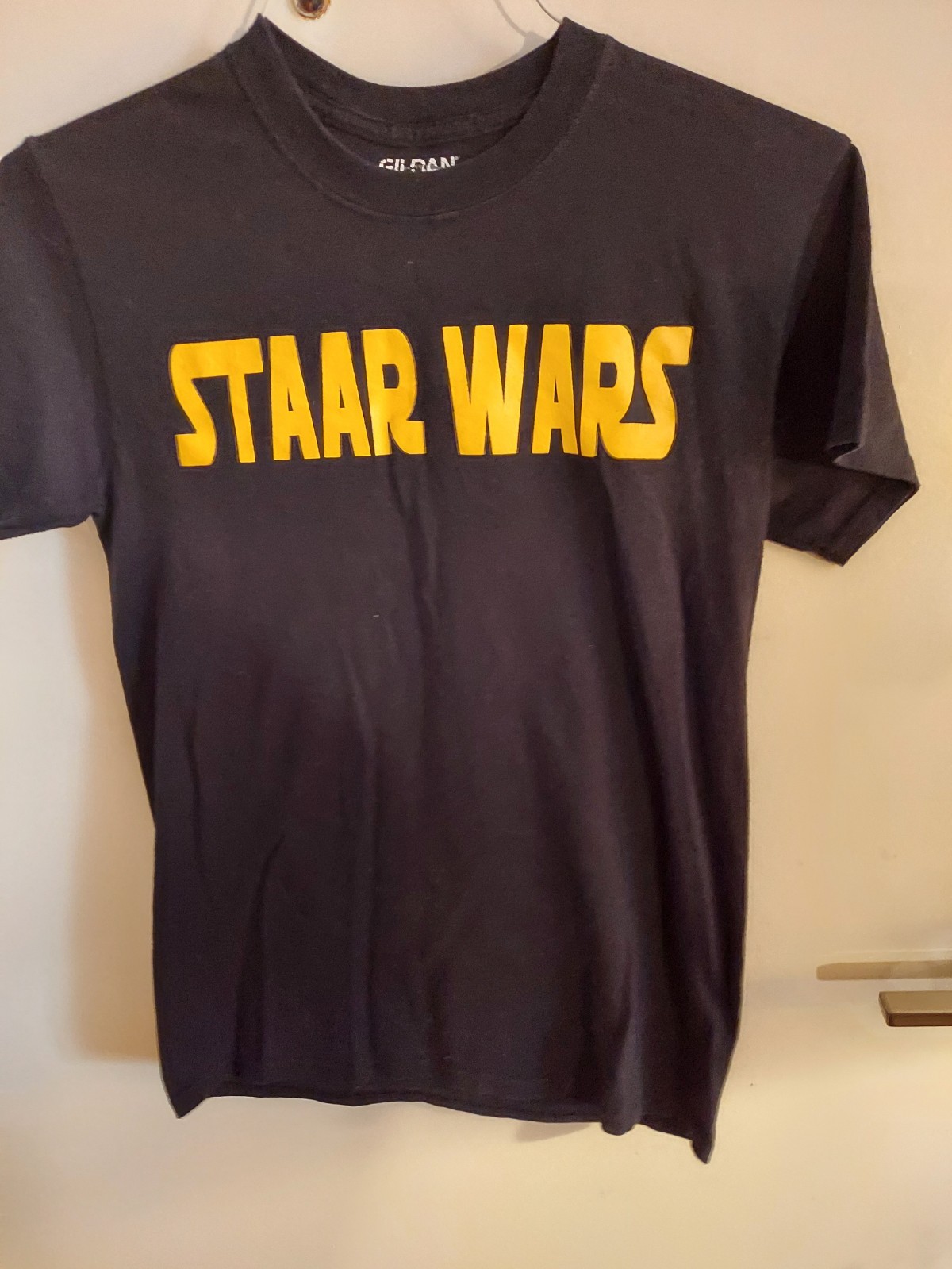 Gildan black t-shirt, Star Wars on front, Rebels Strike Back on back, size S