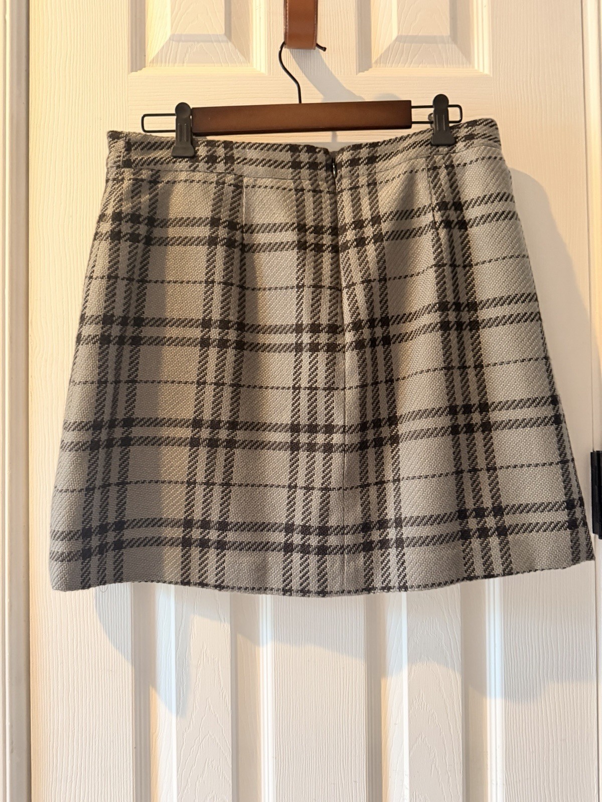 J.Crew Factory Womens Grey Plaid Mini Skirt Size 10 Dark Academia Preppy A-Line