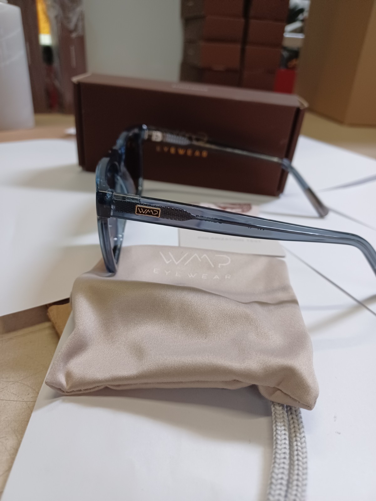 WMP Denver 54-20-149 Crystal Indigo Blue / Dark Brown Lens Sunglasses