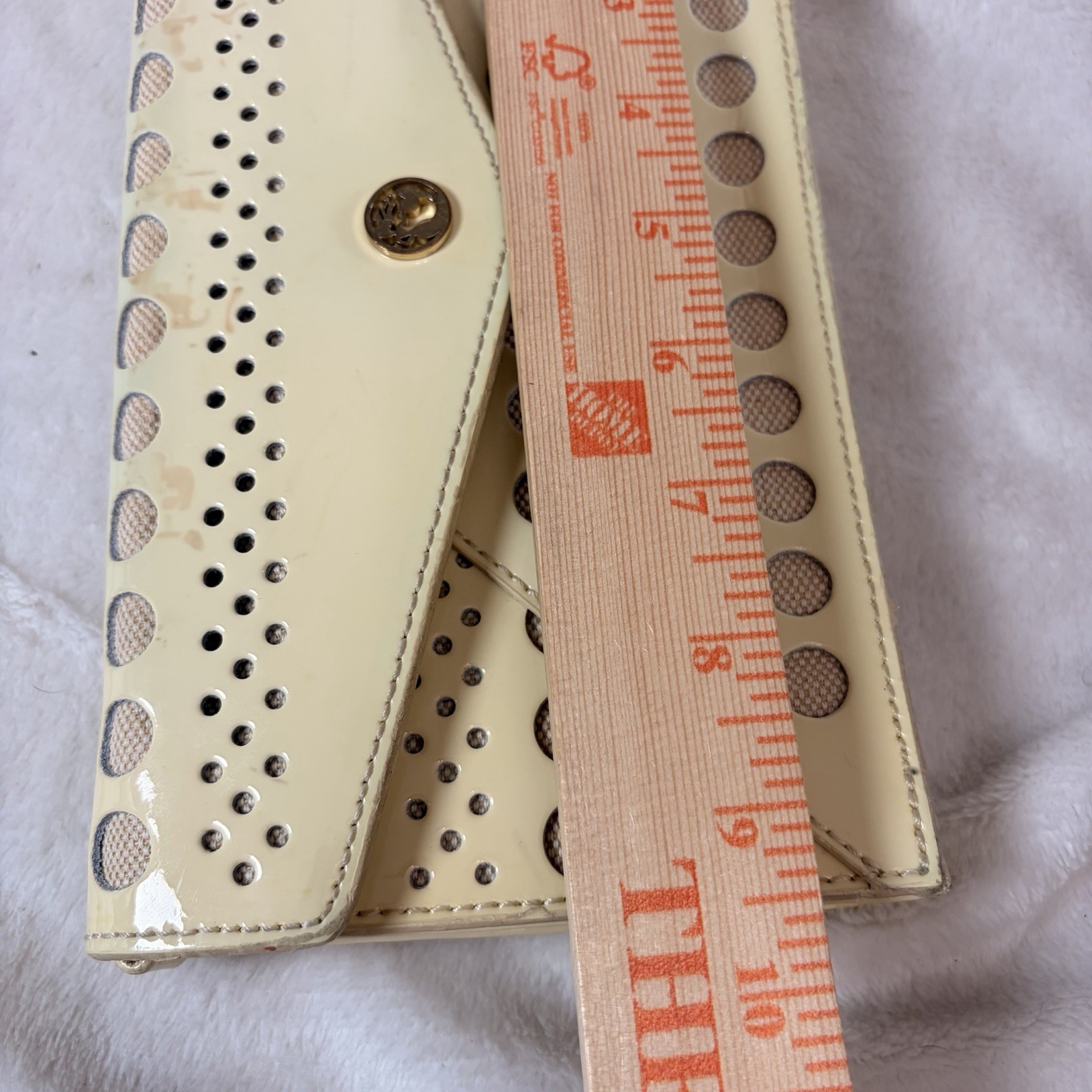 Spartina 449 Large Genuine Patent Leather Cream Clutch No Strap Normal Aging