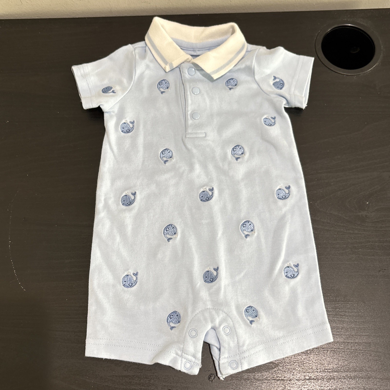 First Impressions Baby Boy Summer One Piece Outfit 6-9 Months Embroidered Whale