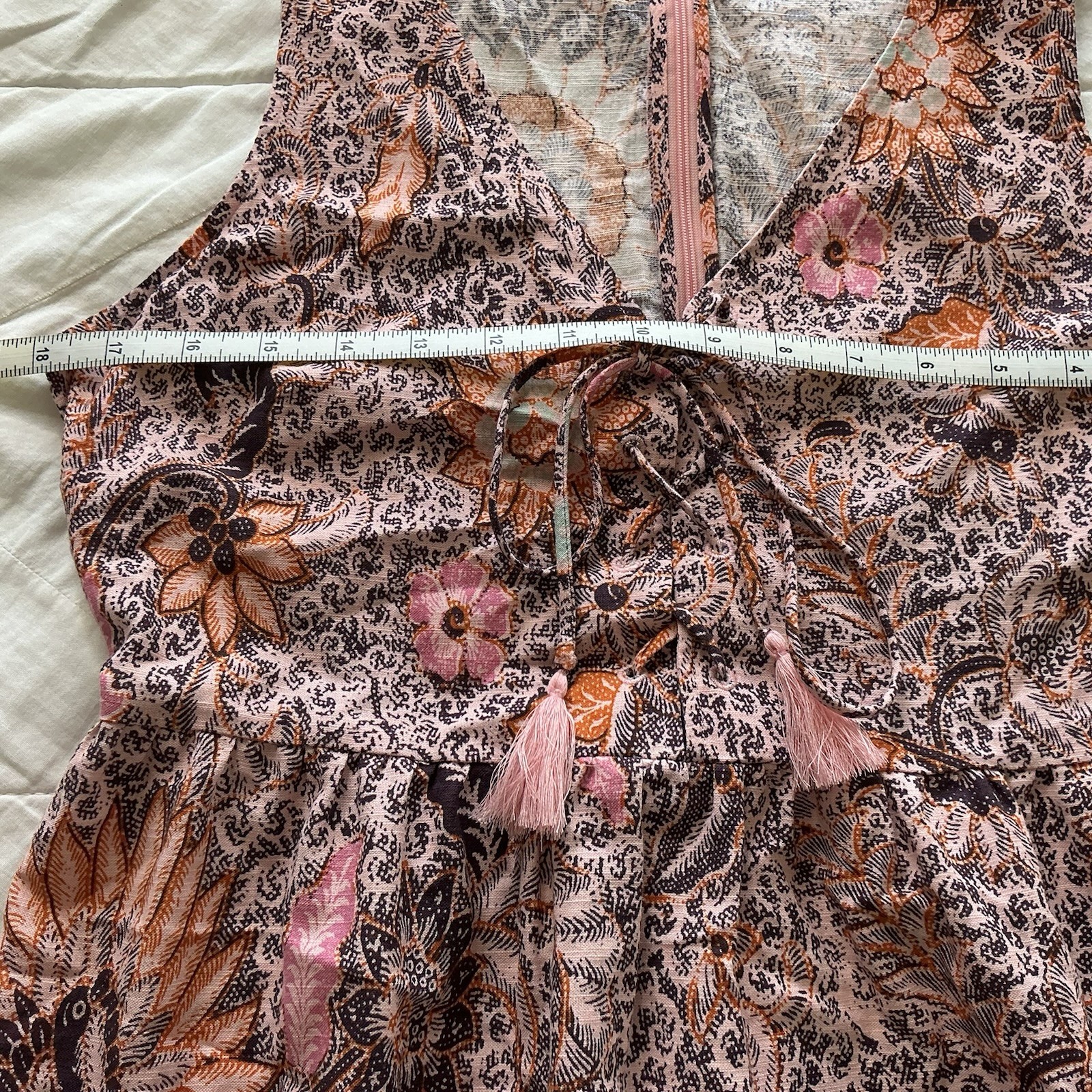 Madewell Lace-Up Bali Blooms Midi Dress Sz 4 Boho Cottagecore Casual Paisley