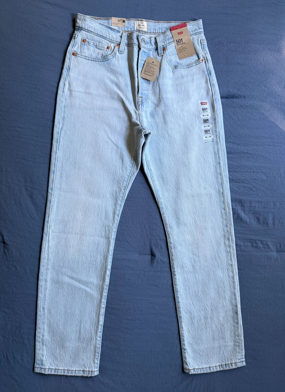 Levi’s 501 Original Fit Women’s Jeans 30″ Inseam Light Indigo Wash Stretch Denim