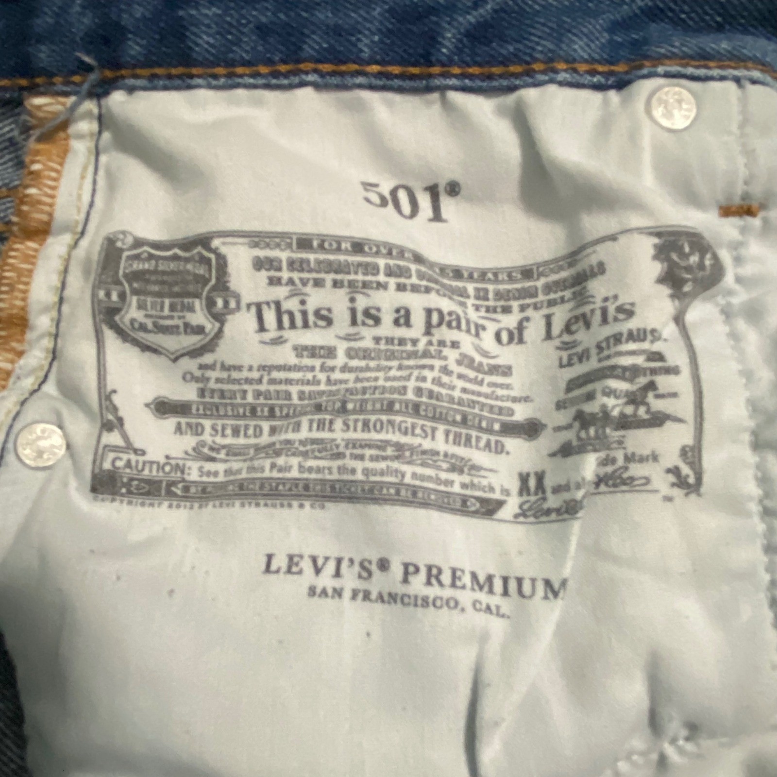 Levis Premium 501 Original Fit Jeans Mens 29×30 Med Wash Blue Button Fly Big E