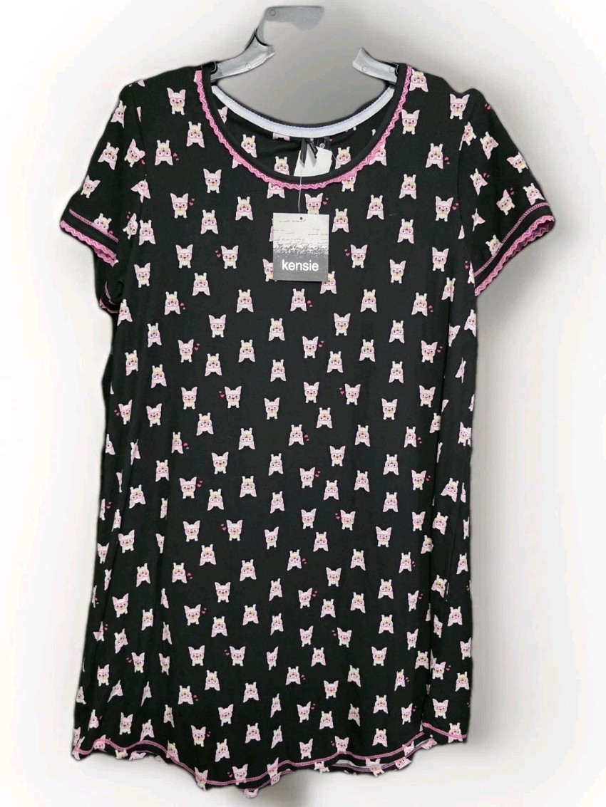NWT Kensie All Over Frenchie Dog Print Sleep Shirt Nightgown Pajama Women’s M