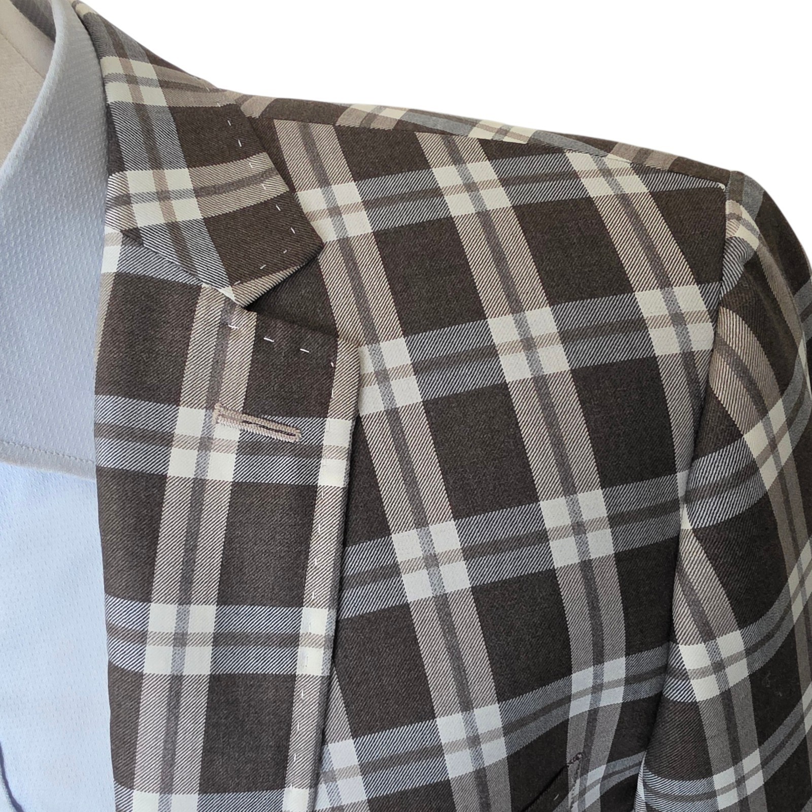 Bespoke Blazer 40L Wool Silk 4 Seasons Full Canvas Working Cuff Checked