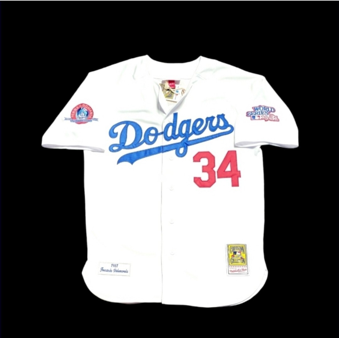 Fernando Valenzuela Dodgers 1981 World Series 34 Patch Men’s Throwback Jersey