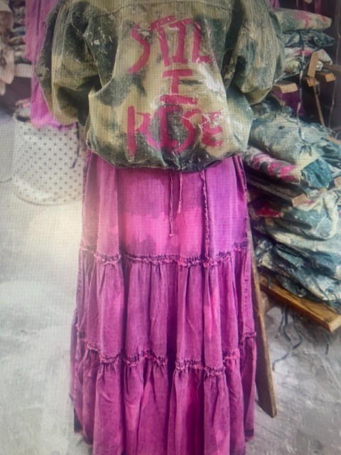 A Rare Bird Magenta Pink Tie Dye Button Down Ruffle Hem Sleeveless Maxi DressNWT
