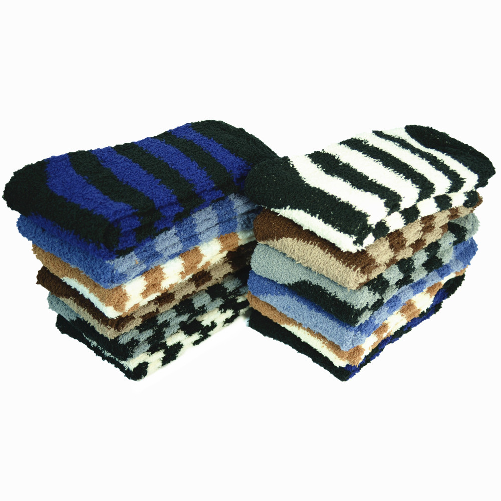 3-10 Pair For Mens Soft Cozy Fuzzy Socks Striped Solid Winter Home Slipper 10-13