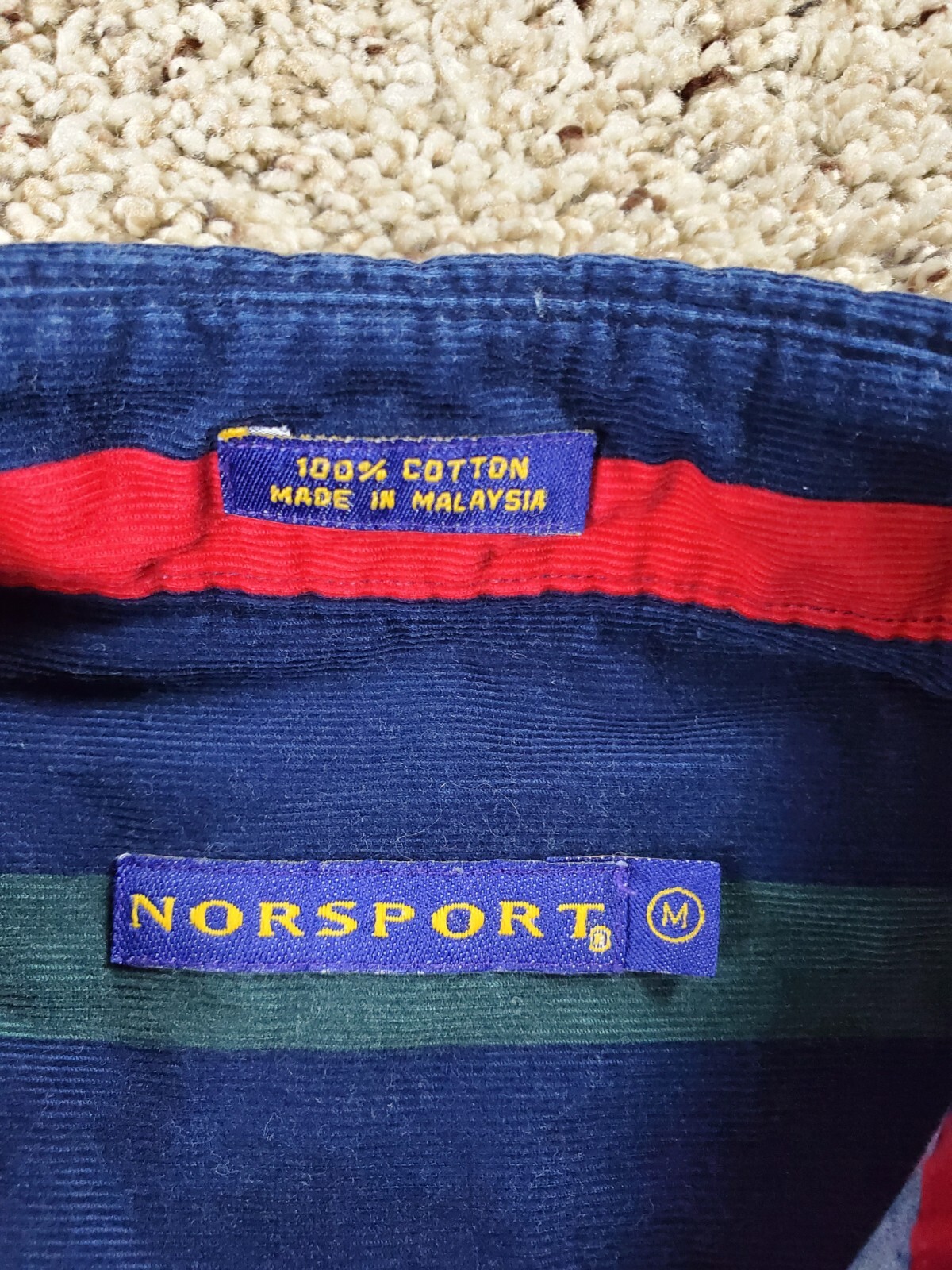 Vintage 90s Norsport Corduroy Shirt Medium Mens Striped Multicolor Button Down