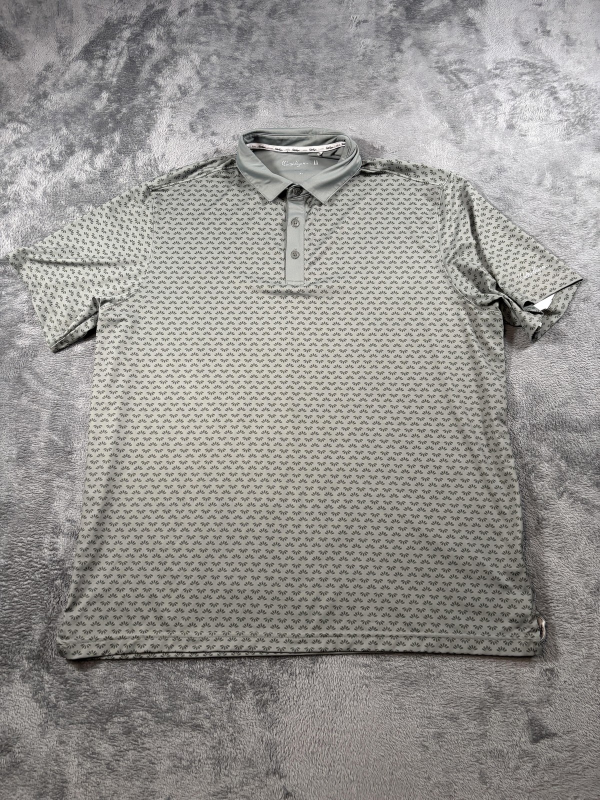 Walter Hagen II Polo Shirt Mens XL Gray Geometric Golf Stretch Jersey MGA31315