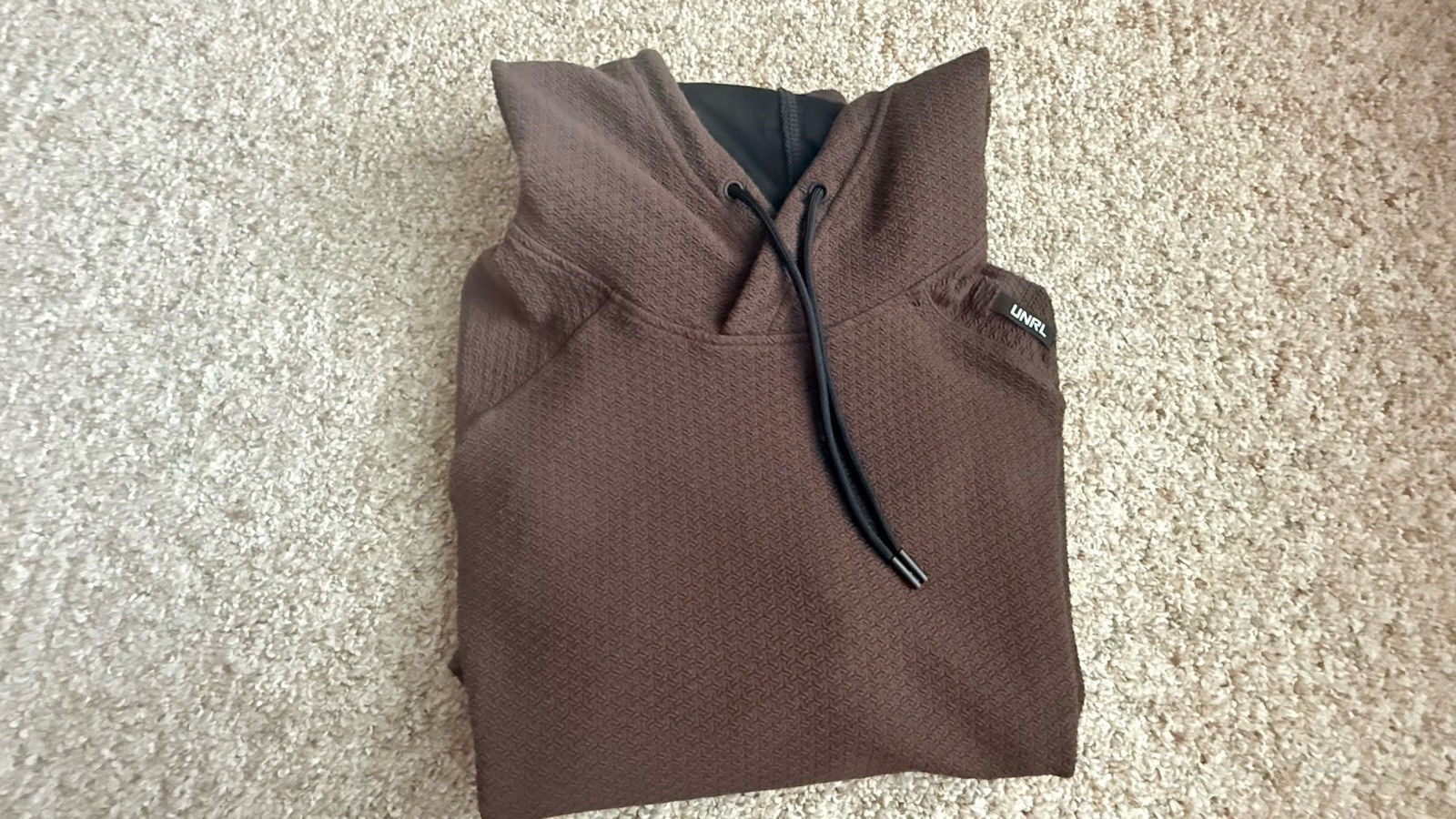 UNRL Hoodie Sweatshirt Mens L Brown Textured Knit Pullover