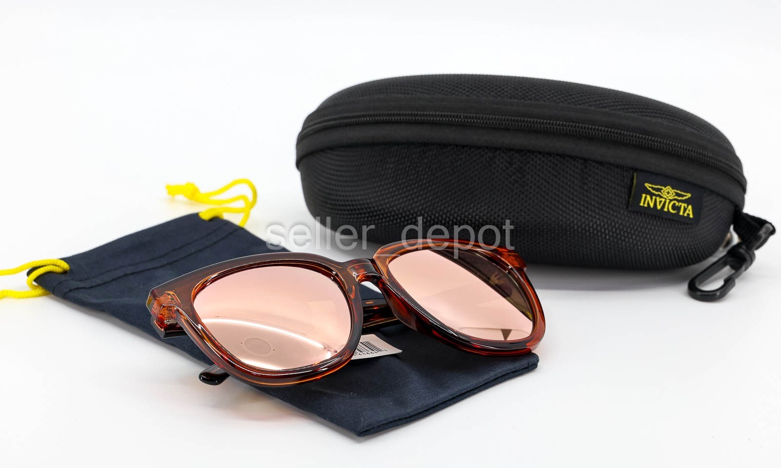 NEW Invicta Unisex Polarized Sunglasses IEW061‑03 Champagne w soft & hard Cases