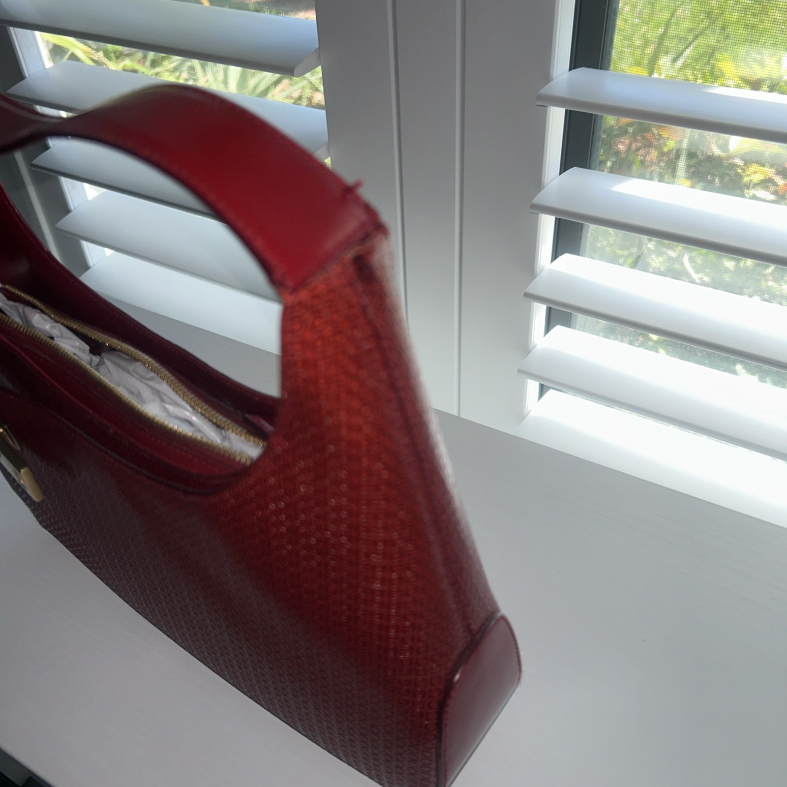 DEFECTIVE Salvatore Ferragamo Gancini Red Leather Shoulder Bag Near Mint G3D