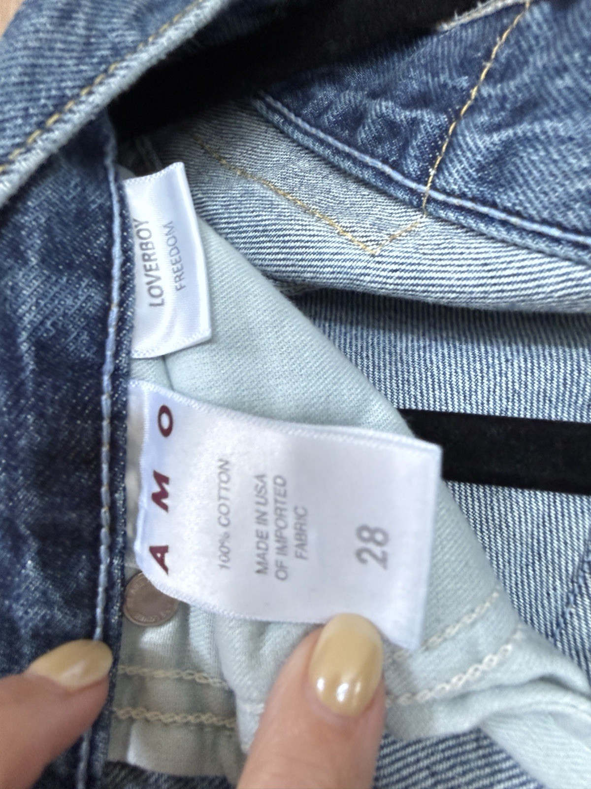 AMO Women’s Blue Medium Wash Distressed Skinny Jeans 100% Cotton Denim Sz 28