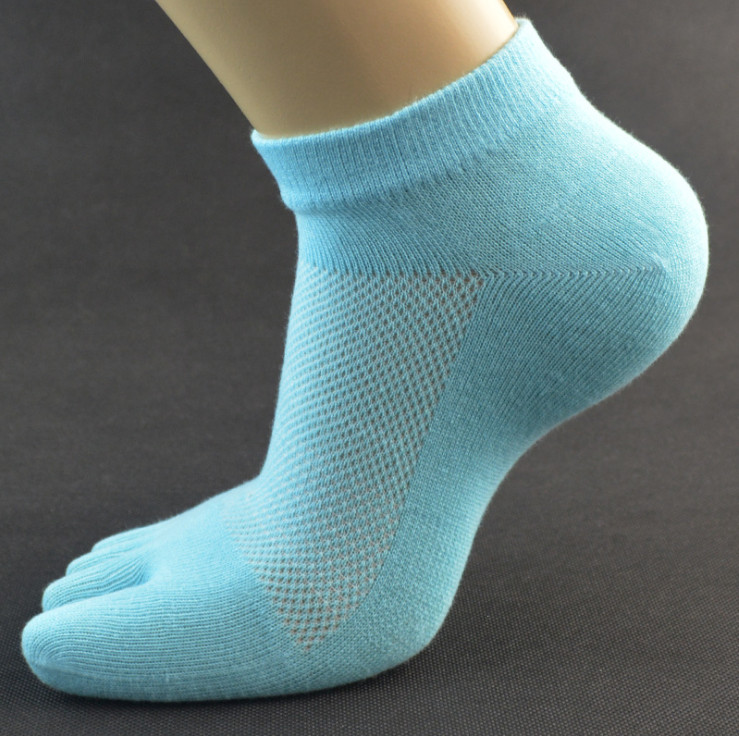 100% Cotton Low Cut Five Finger Toe Sport Breathe Solid Ankle Women Socks 5 Pack