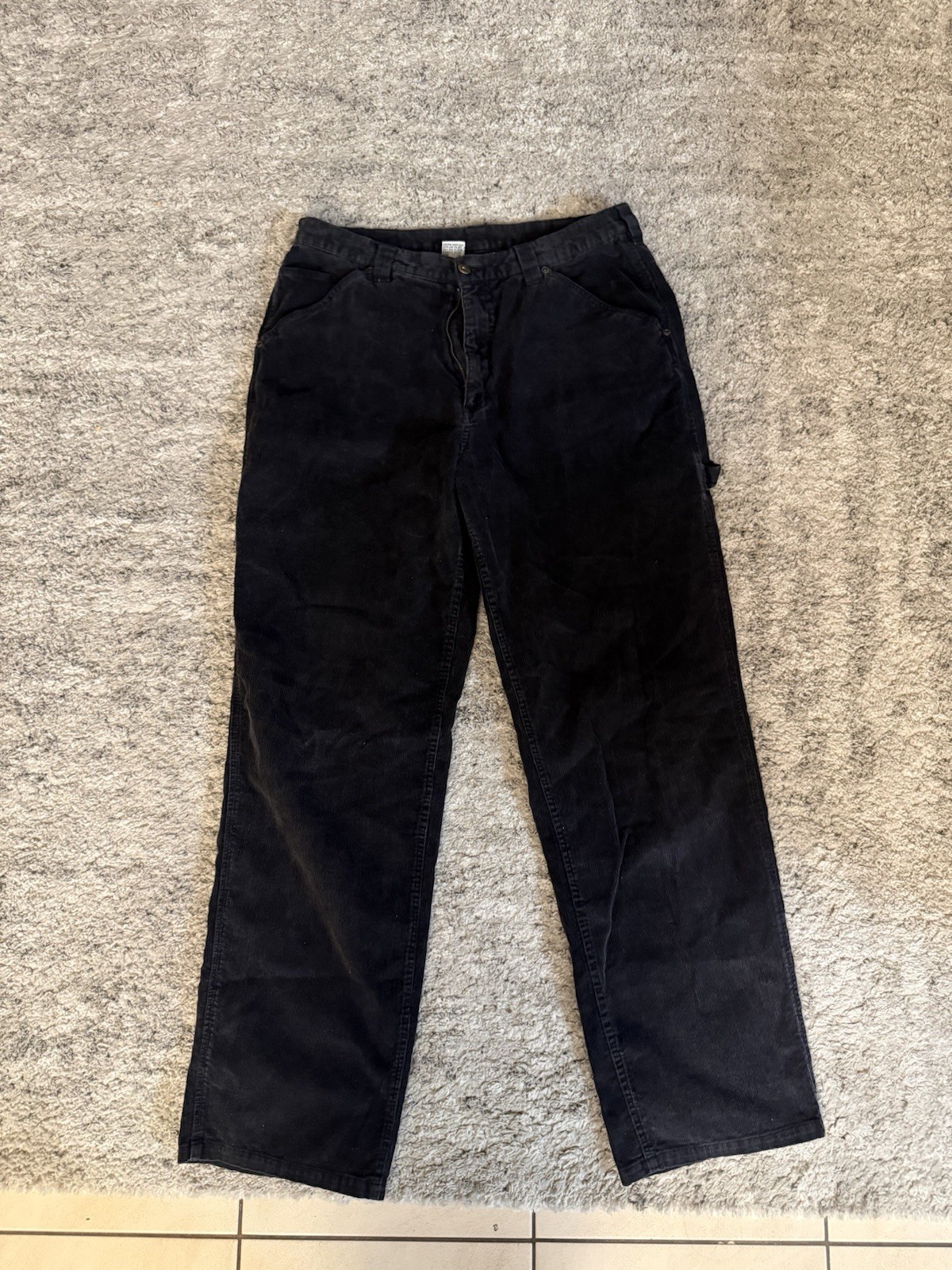Men’s Vintage Courdaroy Black Work Pants Straight Leg Size 34