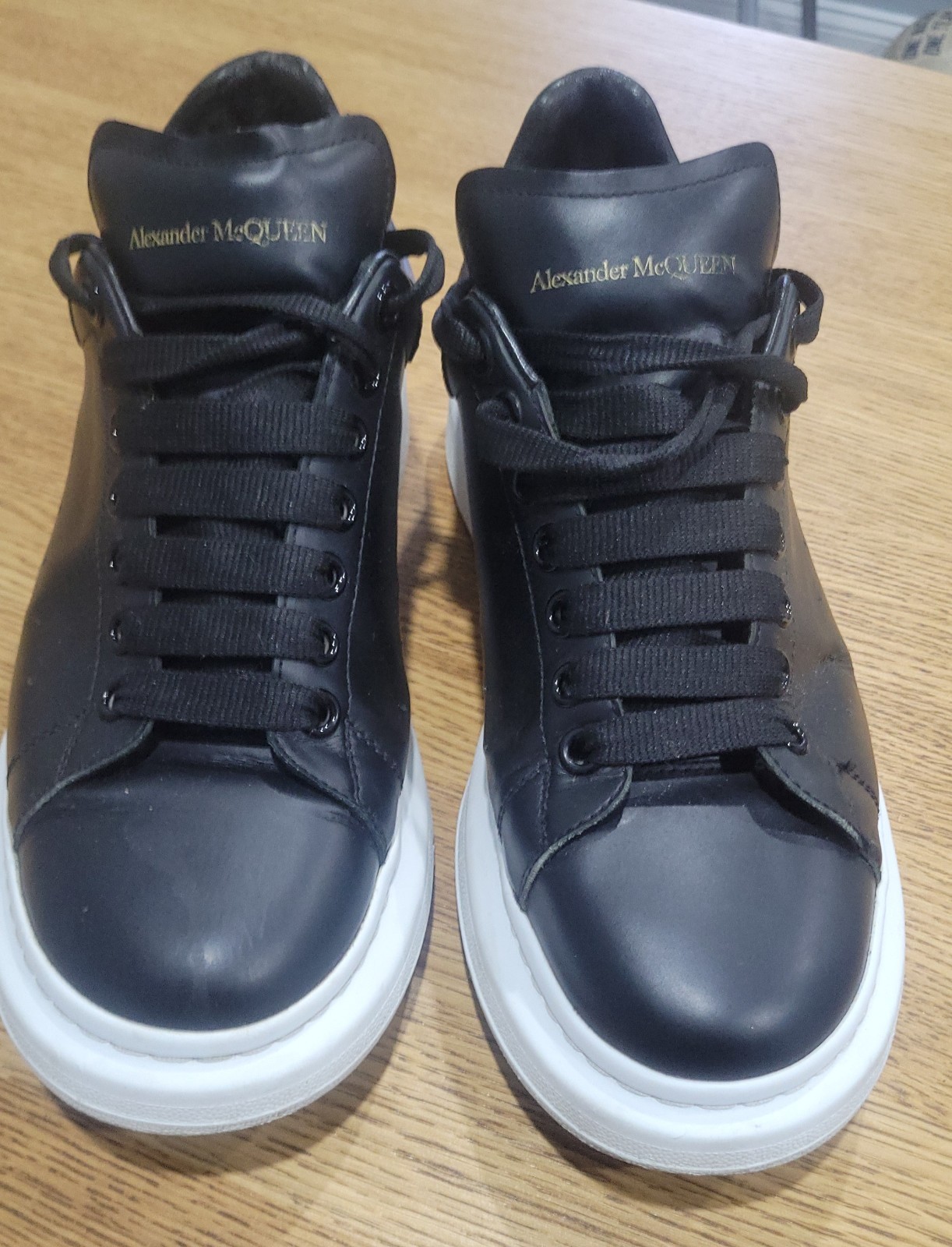 Alexander McQueen Oversized Sneakers Black White Leather Men EU 43 or 10 usa